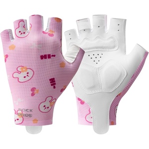 ROCKBROS Kids Half Finger Cycling Gloves Non Slip Fingerless Sport Gloves Boys Girls Bike Riding Shockproof Sports Gloves(Pink)