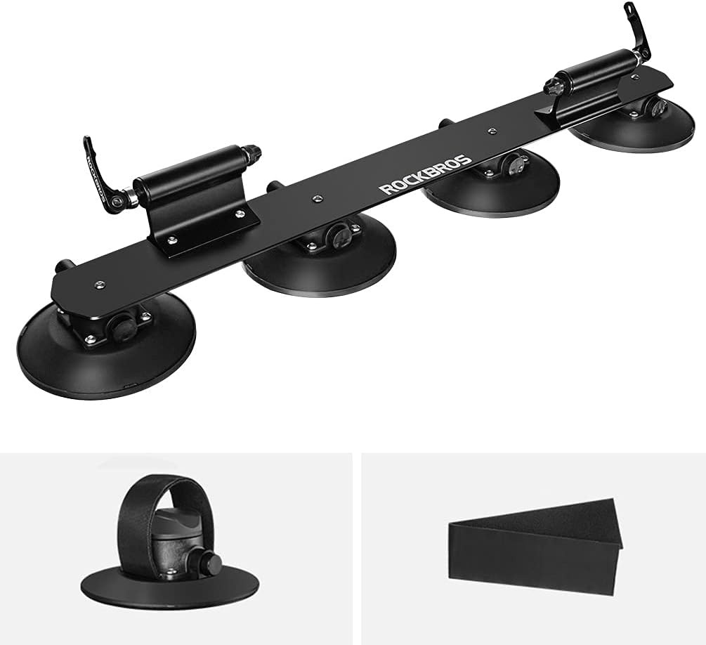 image:imageROCKBROS Suction Cup Roof Bike Rack for Car Roof Sucker Bicycle Carrier Quick Release Aluminium Alloy Roof Rack for 1 2 3 Bikes Max 2Bikes BlueMax 2Bikes Black