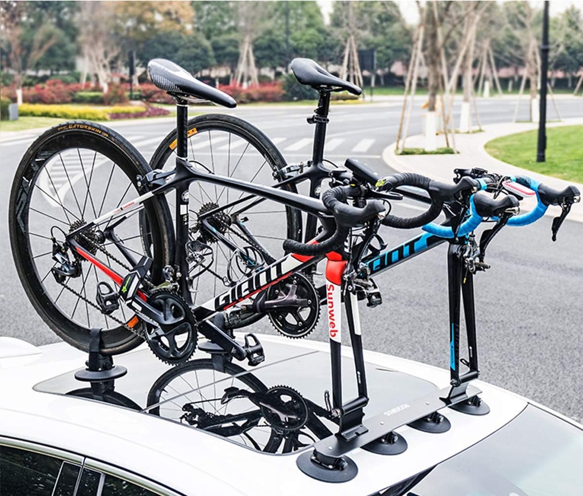 image:imageROCKBROS Suction Cup Roof Bike Rack for Car Roof Sucker Bicycle Carrier Quick Release Aluminium Alloy Roof Rack for 1 2 3 Bikes Max 2Bikes BlueMax 2Bikes Black