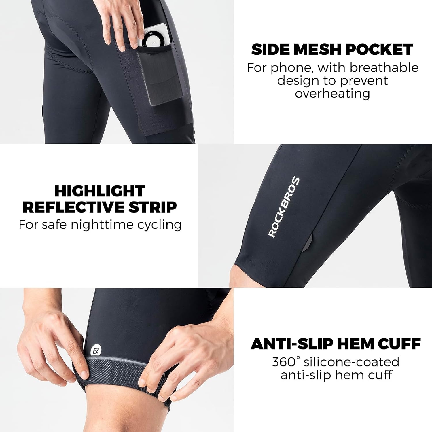 image:imagePadded Bike Shorts for Men Cycling Shorts with Side Pockets Mountain Bike Shorts Breathable with Reflective Elements