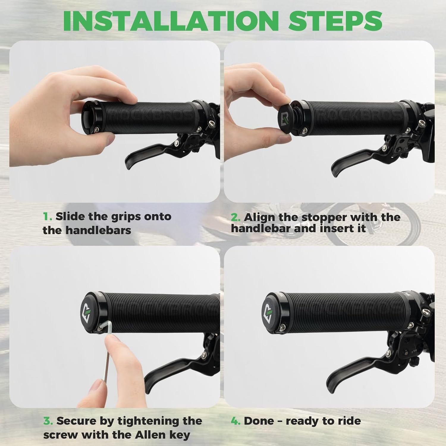 image:imageROCKBROS 2pcs Bike Handlebar Grips NonSlip Soft Cycling Grips for Mountain BMX Scooter Beach Cruiser amp Folding BikesDual LockOn