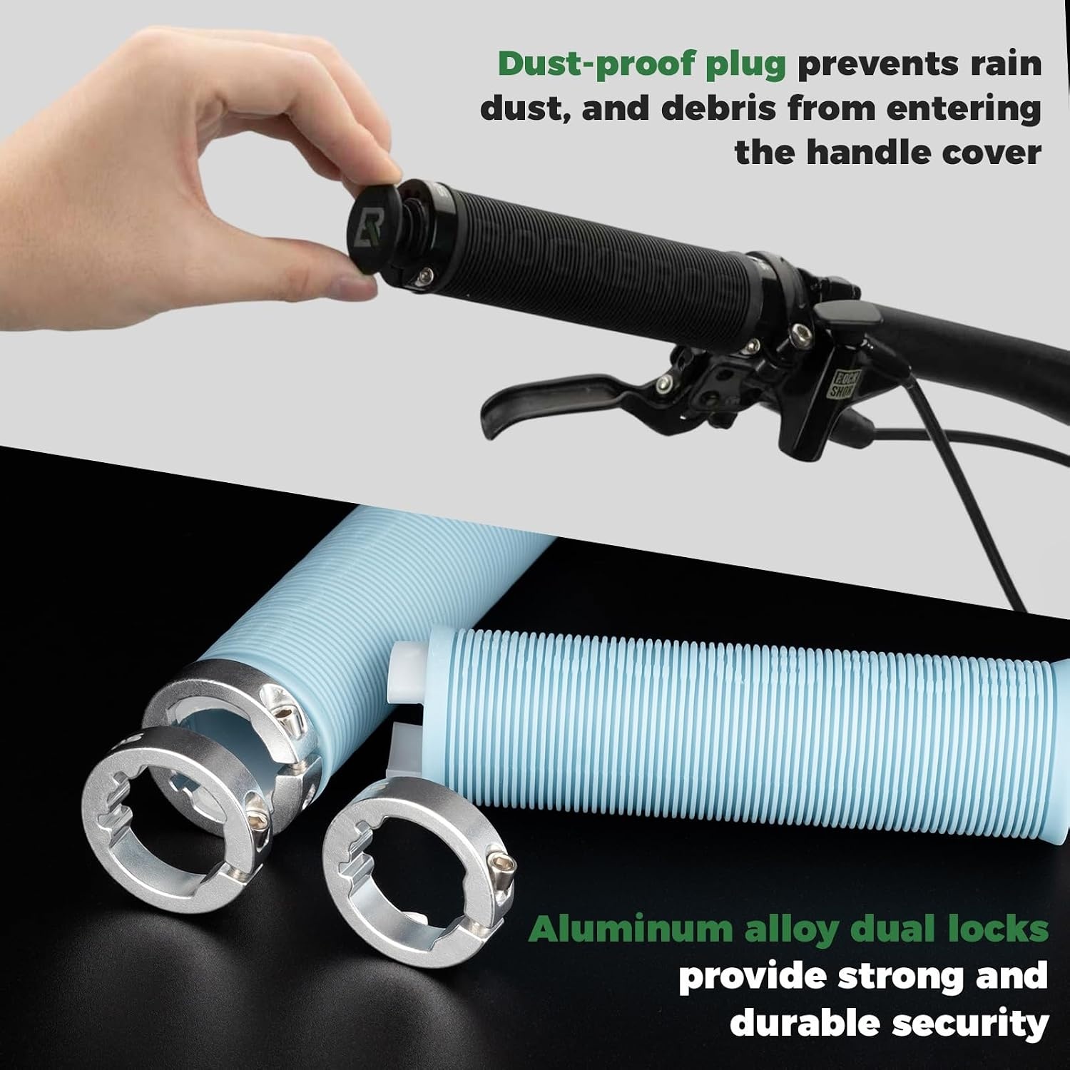 image:imageROCKBROS 2pcs Bike Handlebar Grips NonSlip Soft Cycling Grips for Mountain BMX Scooter Beach Cruiser amp Folding BikesDual LockOn