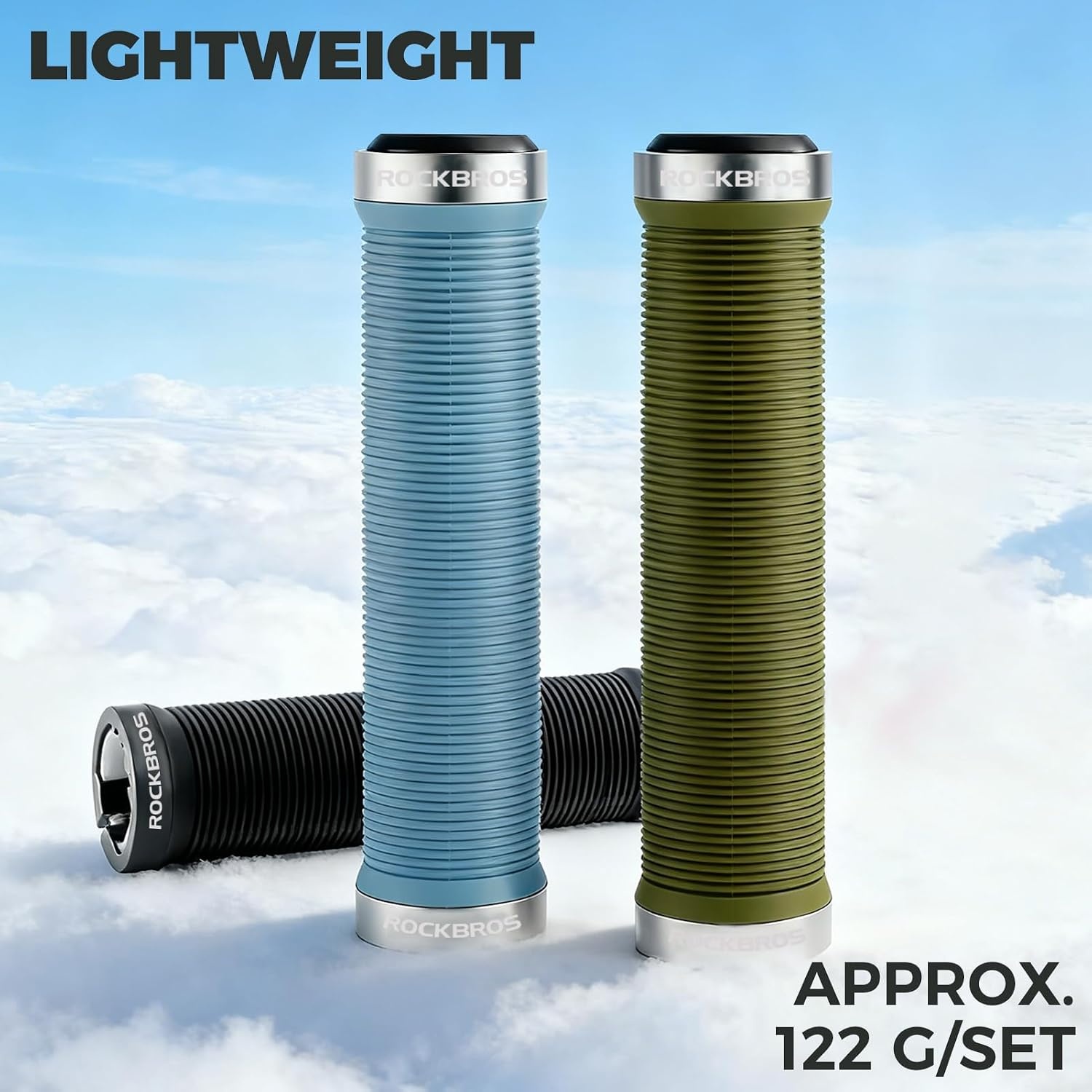 image:imageROCKBROS 2pcs Bike Handlebar Grips NonSlip Soft Cycling Grips for Mountain BMX Scooter Beach Cruiser amp Folding BikesDual LockOn