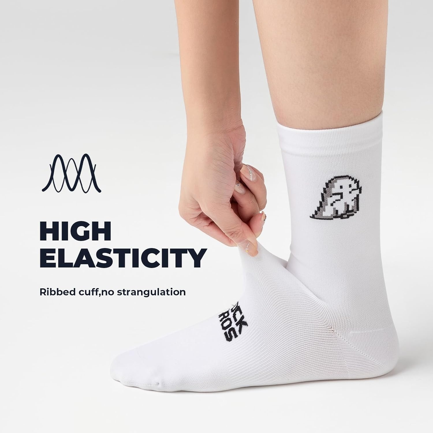 image:imageROCKBROS Athletic Socks Cycling Sock with Wearresistant Heel VNS Halloween Series Breathable Crew Socks 2 amp 3Pack2 X White