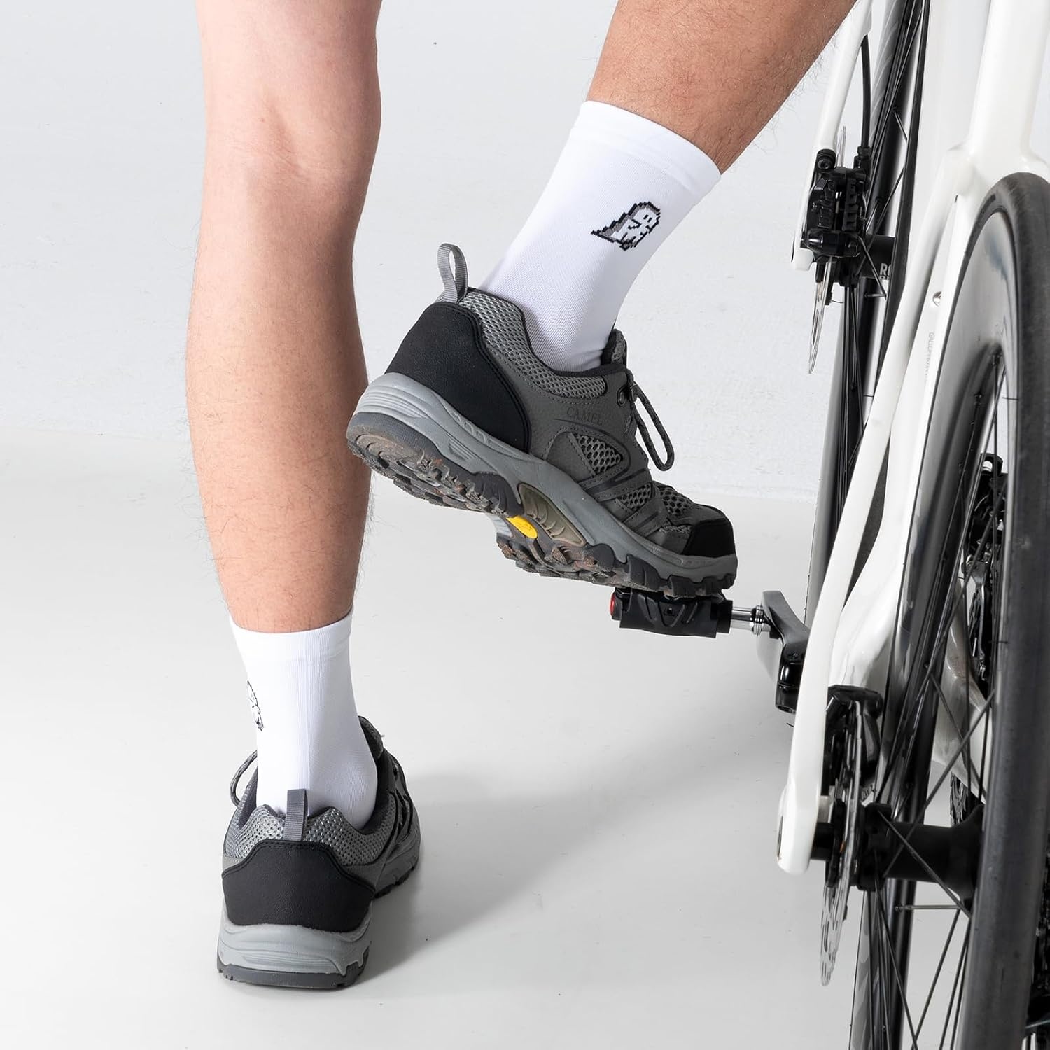 image:imageROCKBROS Athletic Socks Cycling Sock with Wearresistant Heel VNS Halloween Series Breathable Crew Socks 2 amp 3Pack2 X White