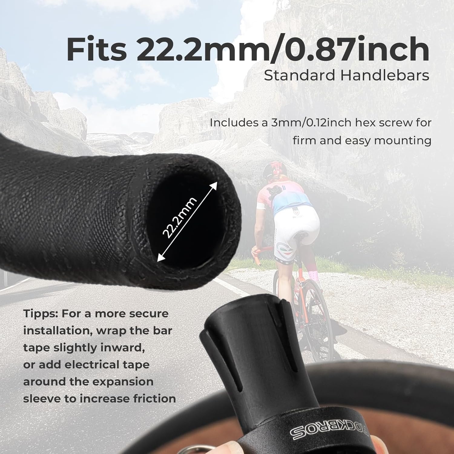 image:imageROCKBROS Bike Bell Handlebar End Cap Bell for Road Bike Drop Bar 222mm087in 100dB Loud Brass Bicycle Bell for Adult Bikes Left or Right Mounting Blackblack1 pack