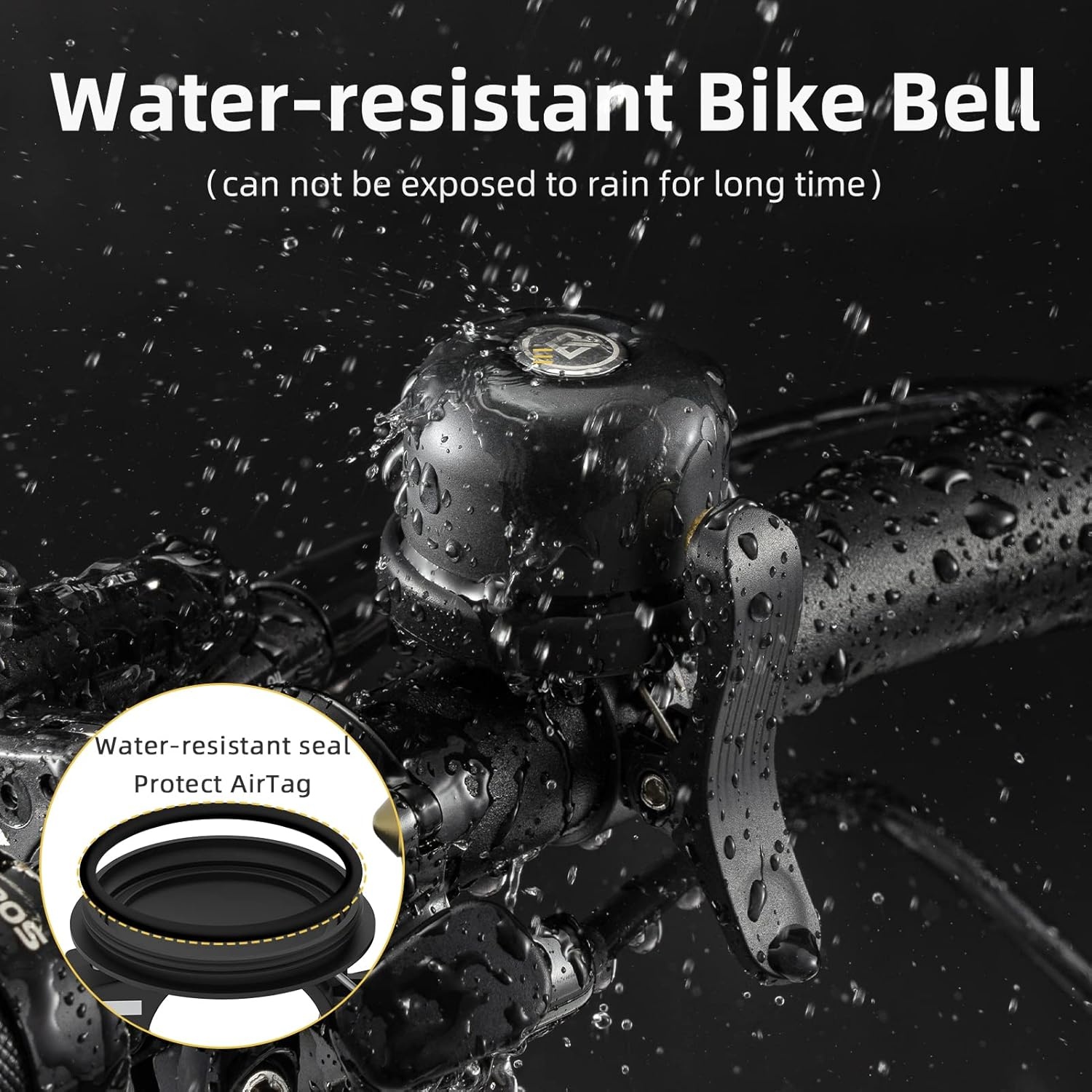 image:imageROCKBROS Bike Bell for Apple AirTag Hidden Bike Mount Bike AirTag Holder GPS Tracker Bike Bell AntiTheft for Adults Suitable for 087222 1254 125318mm Diameter HandlebarBlack