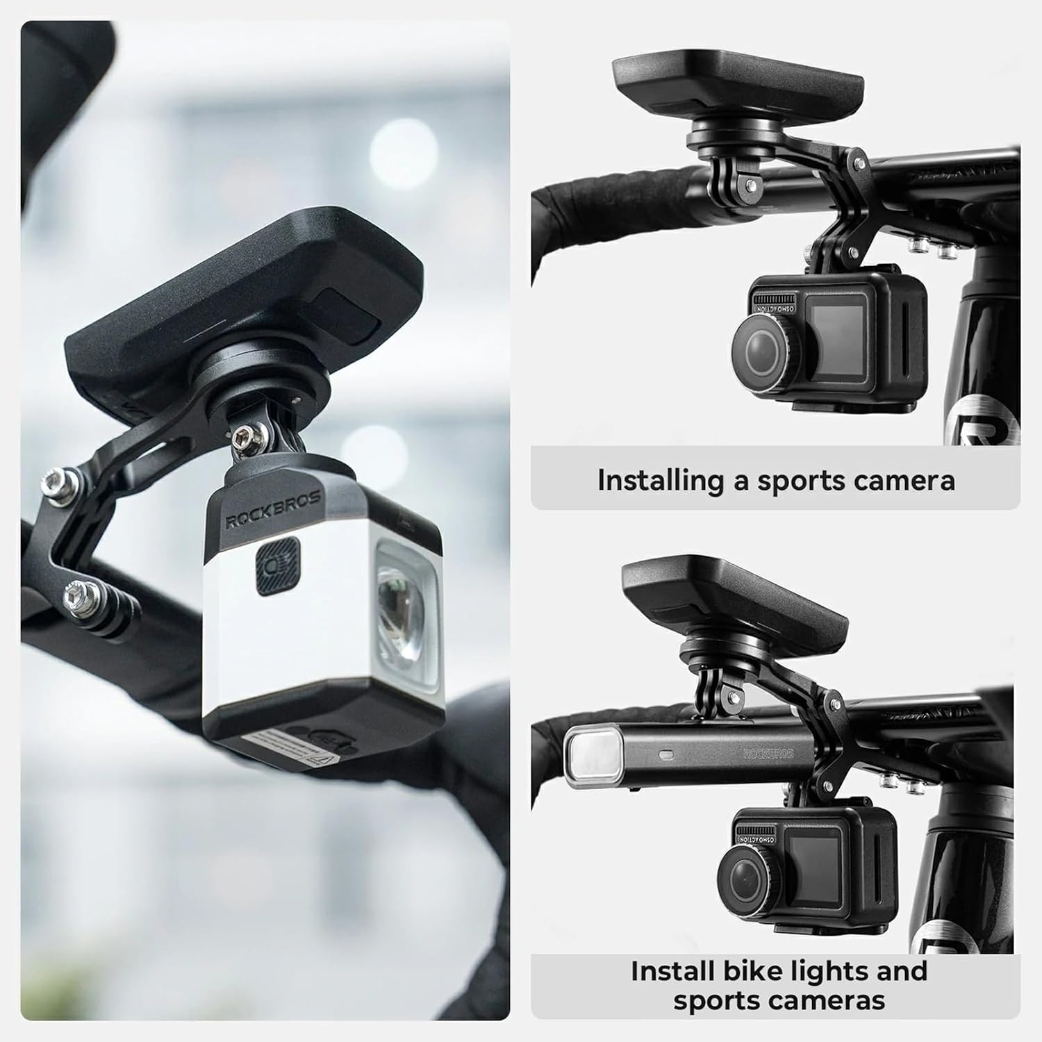 image:imageROCKBROS Bike Computer Mount Aluminum Integrated amp Angle Adjustable Bicycle Cycling OutFront Computer Mount Compatible with Garmin Bryton WahooGo Pro