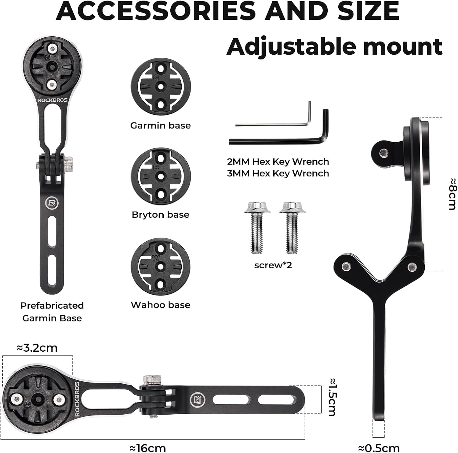 image:imageROCKBROS Bike Computer Mount Aluminum Integrated amp Angle Adjustable Bicycle Cycling OutFront Computer Mount Compatible with Garmin Bryton WahooGo Pro