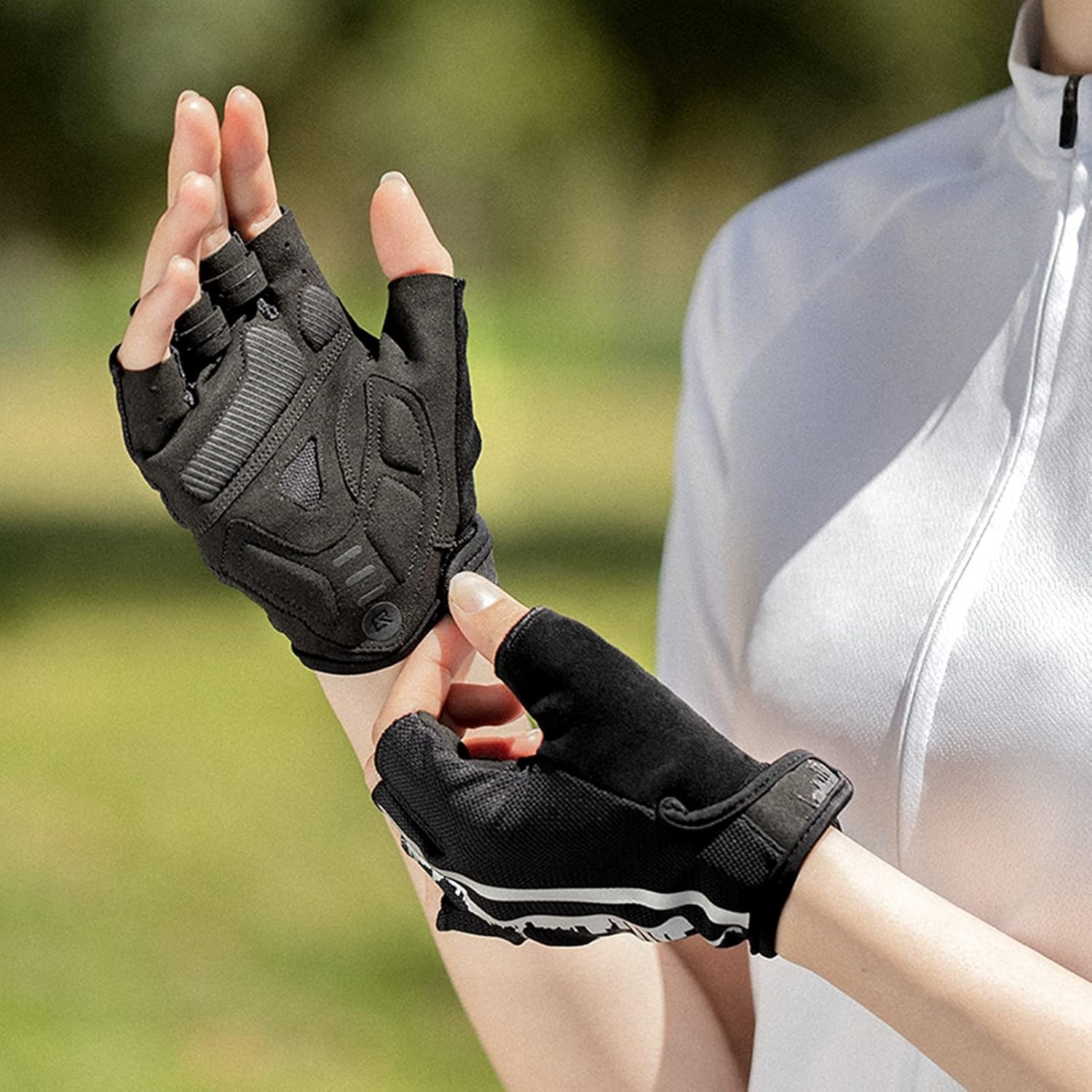 image:imageROCKBROS Bike Gloves for Men Half Finger Biking Glove Cycling Gloves MTB Mountain Road Bicycle Gloves ShockAbsorbing SBR Pad AntiSlip Breathable Summer Unisex WomenAsia M US S