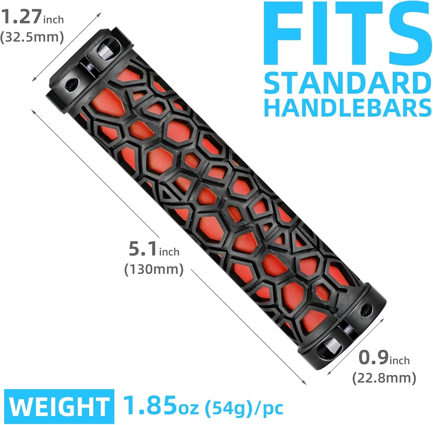 image:imageROCKBROS Bike Handlebar Grips Double Lockon Bike Grips NonSlip Bicycle Handlebar Grips for MTB BMX Scooters Folding Bikes 222mmA1 Red