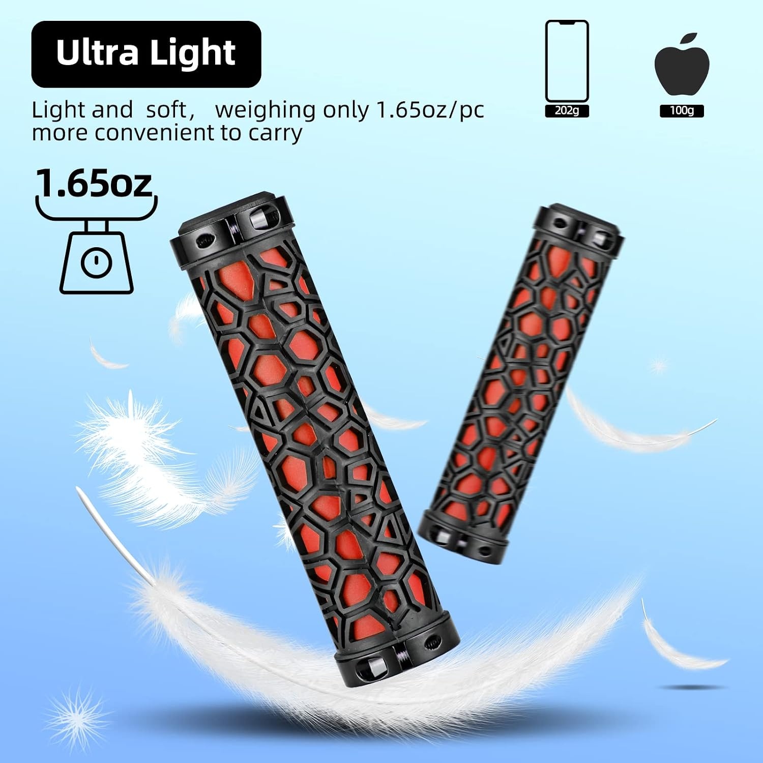 image:imageROCKBROS Bike Handlebar Grips Double Lockon Bike Grips NonSlip Bicycle Handlebar Grips for MTB BMX Scooters Folding Bikes 222mmA1 Red
