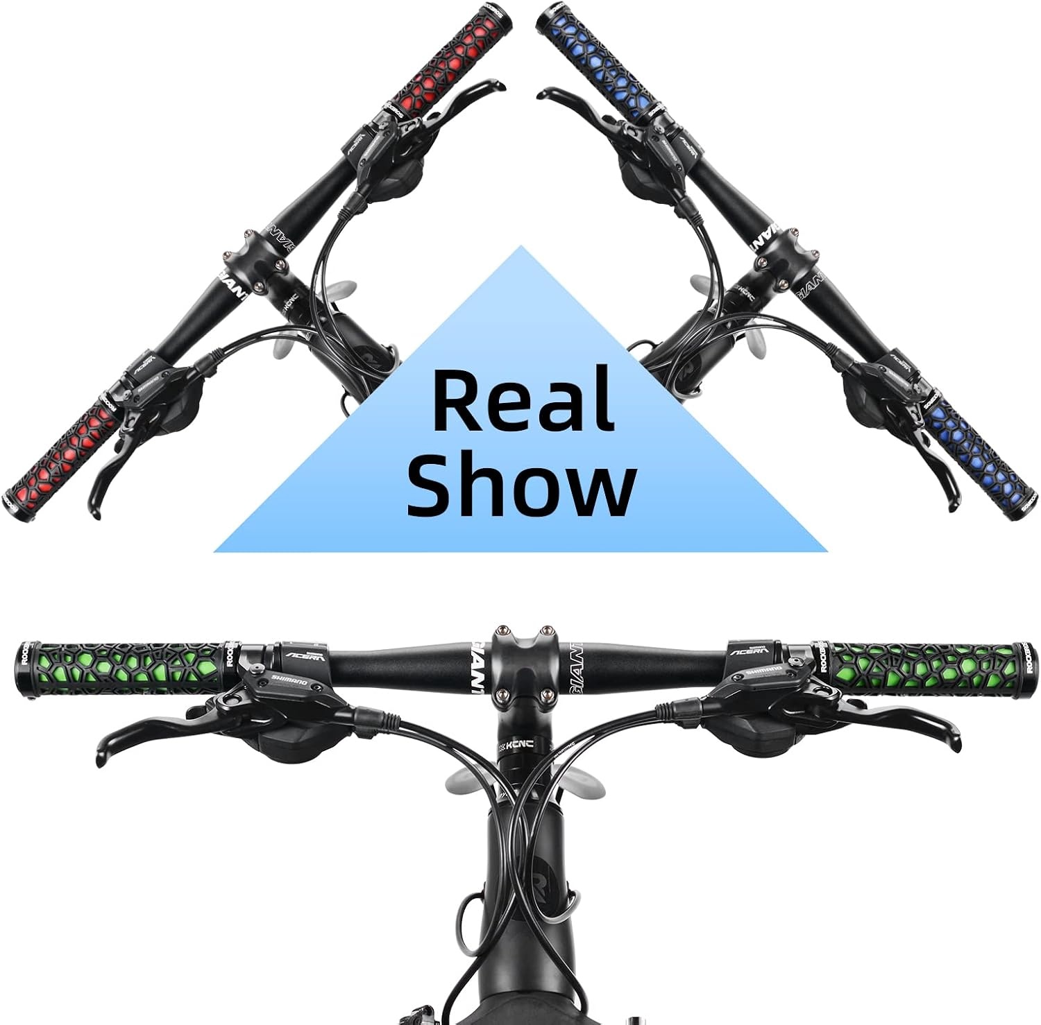 image:imageROCKBROS Bike Handlebar Grips Double Lockon Bike Grips NonSlip Bicycle Handlebar Grips for MTB BMX Scooters Folding Bikes 222mmA1 Red