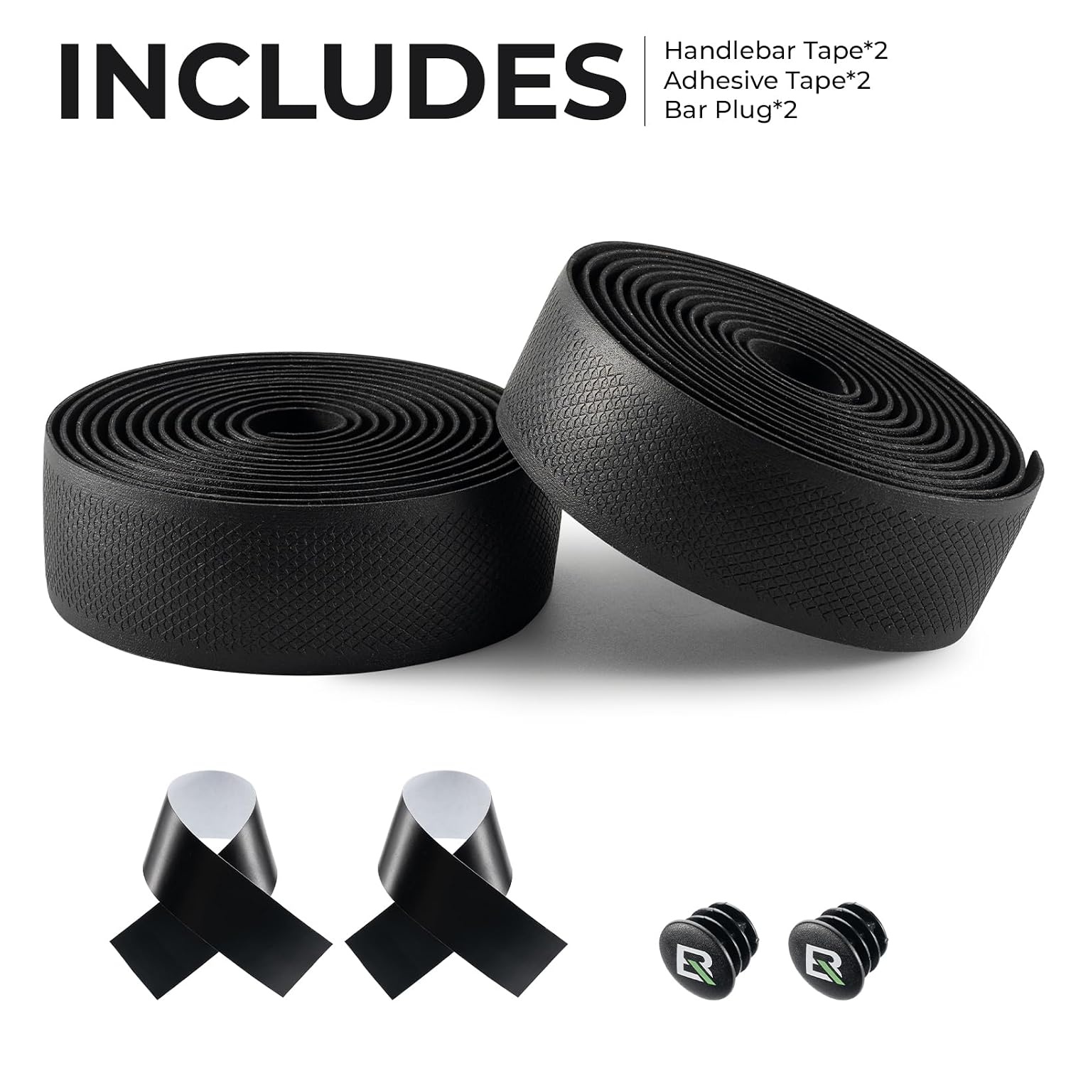 image:imageROCKBROS Bike Handlebar Tape for Road Bike Grip Tape Bicycle Handlebar Grip Tape Wraps Set of 2GreenBlack