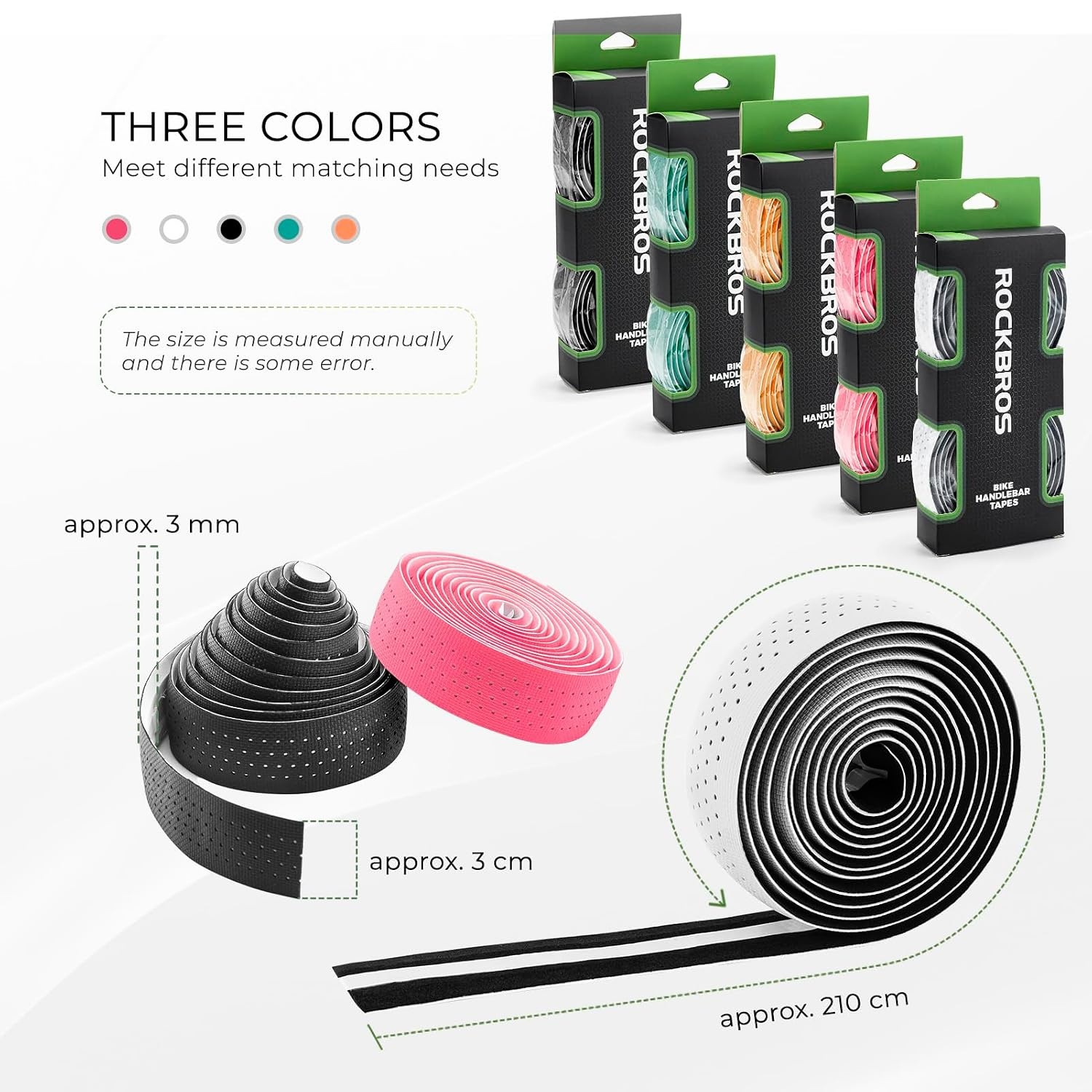 image:imageROCKBROS Bike Handlebar Tape for Road Bike Grip Tape Bicycle Handlebar Grip Tape Wraps Set of 2GreenGreen