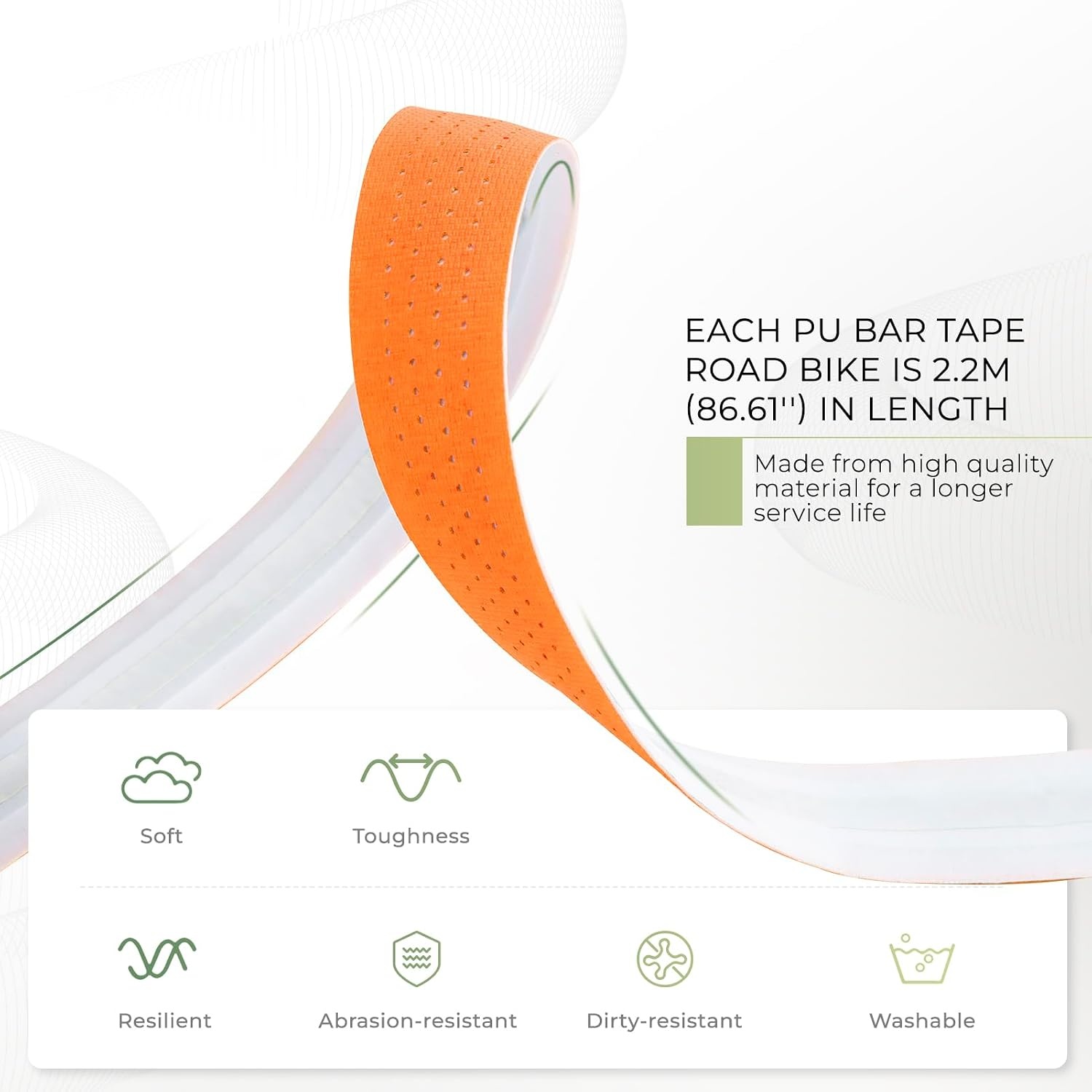 image:imageROCKBROS Bike Handlebar Tape for Road Bike Grip Tape Bicycle Handlebar Grip Tape Wraps Set of 2GreenOrange