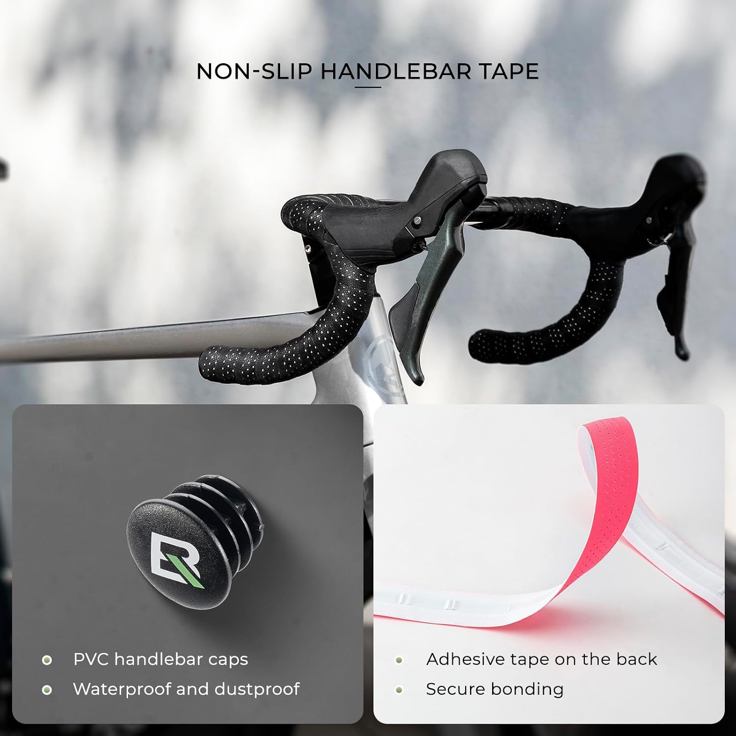 image:imageROCKBROS Bike Handlebar Tape for Road Bike Grip Tape Bicycle Handlebar Grip Tape Wraps Set of 2GreenPink
