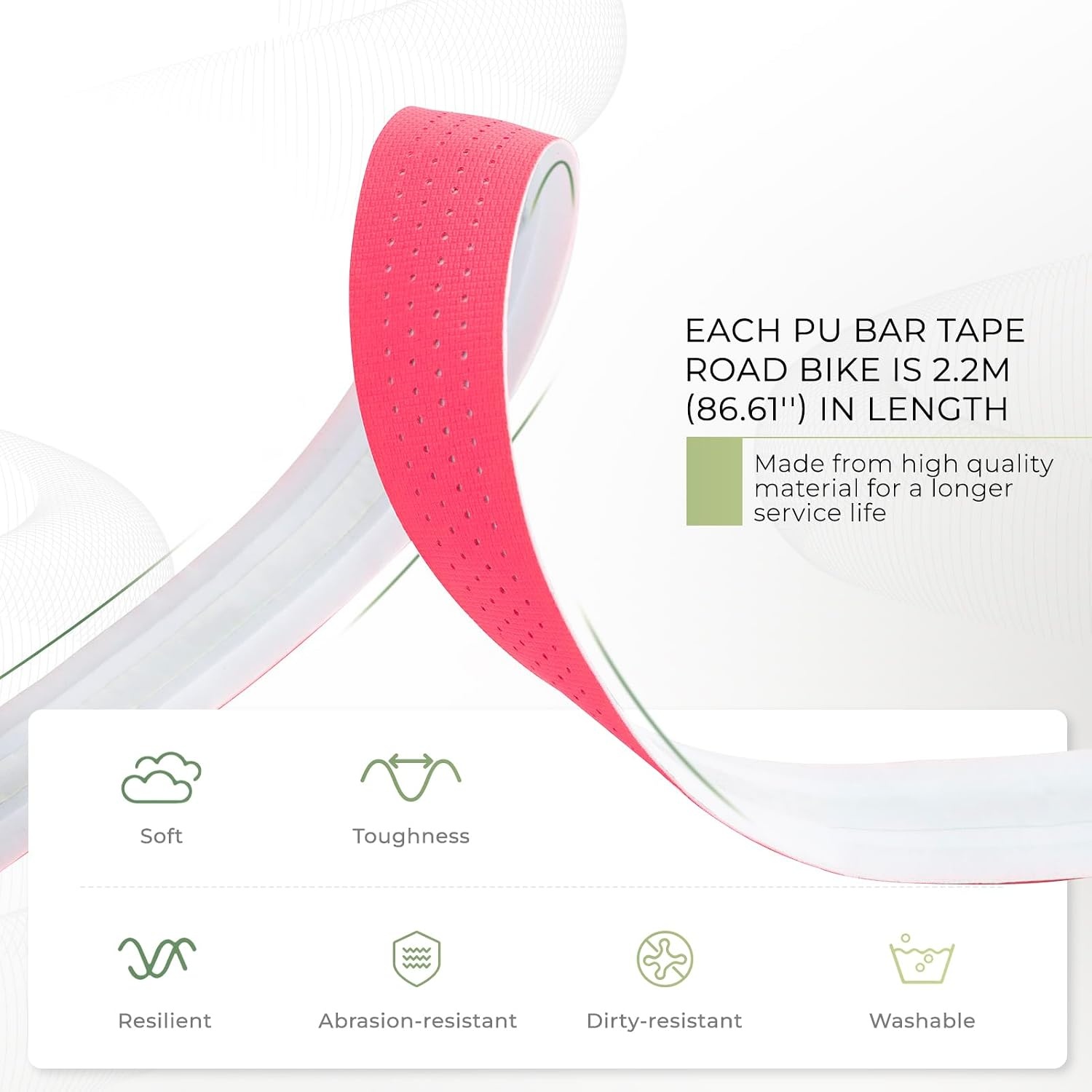 image:imageROCKBROS Bike Handlebar Tape for Road Bike Grip Tape Bicycle Handlebar Grip Tape Wraps Set of 2GreenPink