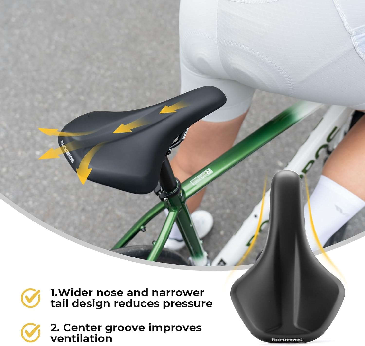 image:imageROCKBROS Bike Seat for Men Women Road Bike Saddle Breathable amp ergon Saddle for MTB RoadampFolding Comfortable Bicycle Seat