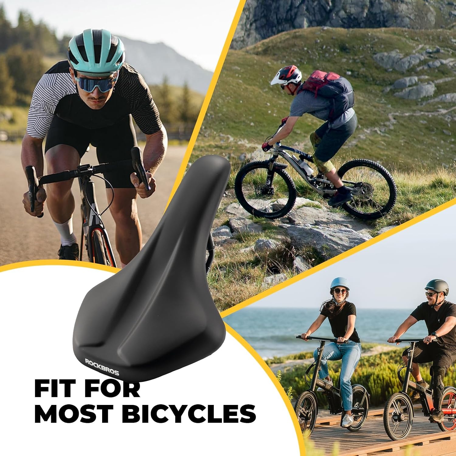 image:imageROCKBROS Bike Seat for Men Women Road Bike Saddle Breathable amp ergon Saddle for MTB RoadampFolding Comfortable Bicycle Seat