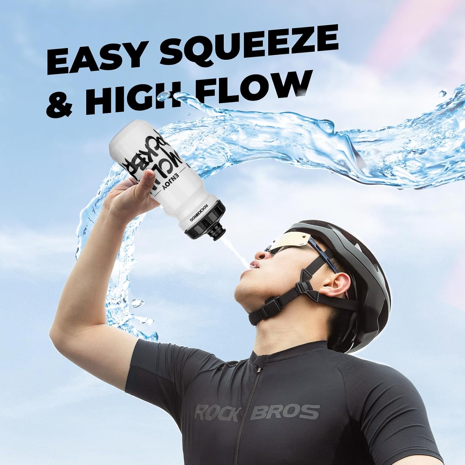image:imageROCKBROS Bike Water Bottle 2025oz Squeeze Cycling Water Bottle BPA Free for Bicycle Running Hiking Gym amp Outdoor Activities20oz Grey Black