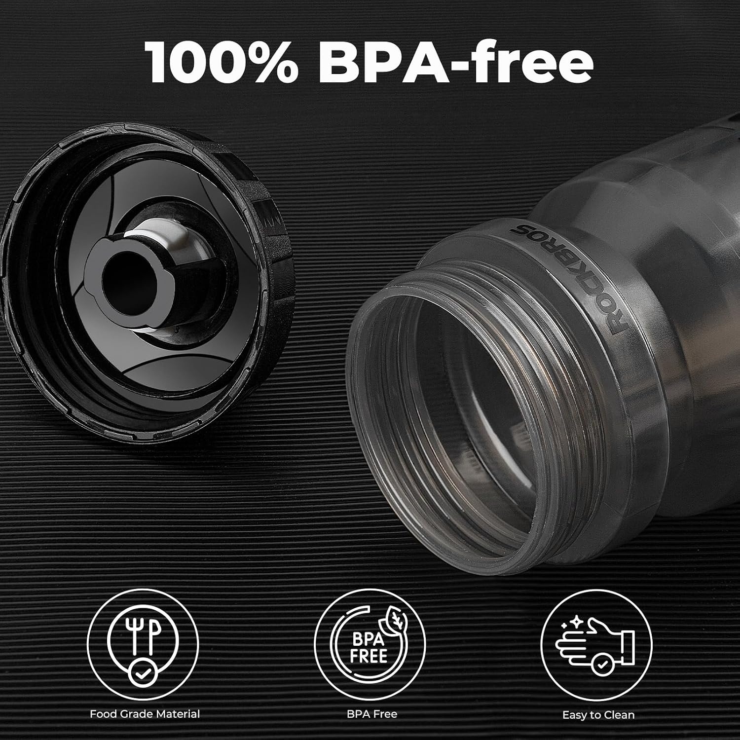 image:imageROCKBROS Bike Water Bottle 2025oz Squeeze Cycling Water Bottle BPA Free for Bicycle Running Hiking Gym amp Outdoor Activities20oz Grey Black
