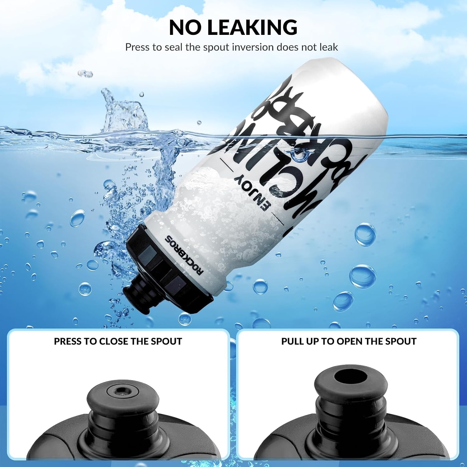image:imageROCKBROS Bike Water Bottle 2025oz Squeeze Cycling Water Bottle BPA Free for Bicycle Running Hiking Gym amp Outdoor Activities20oz White