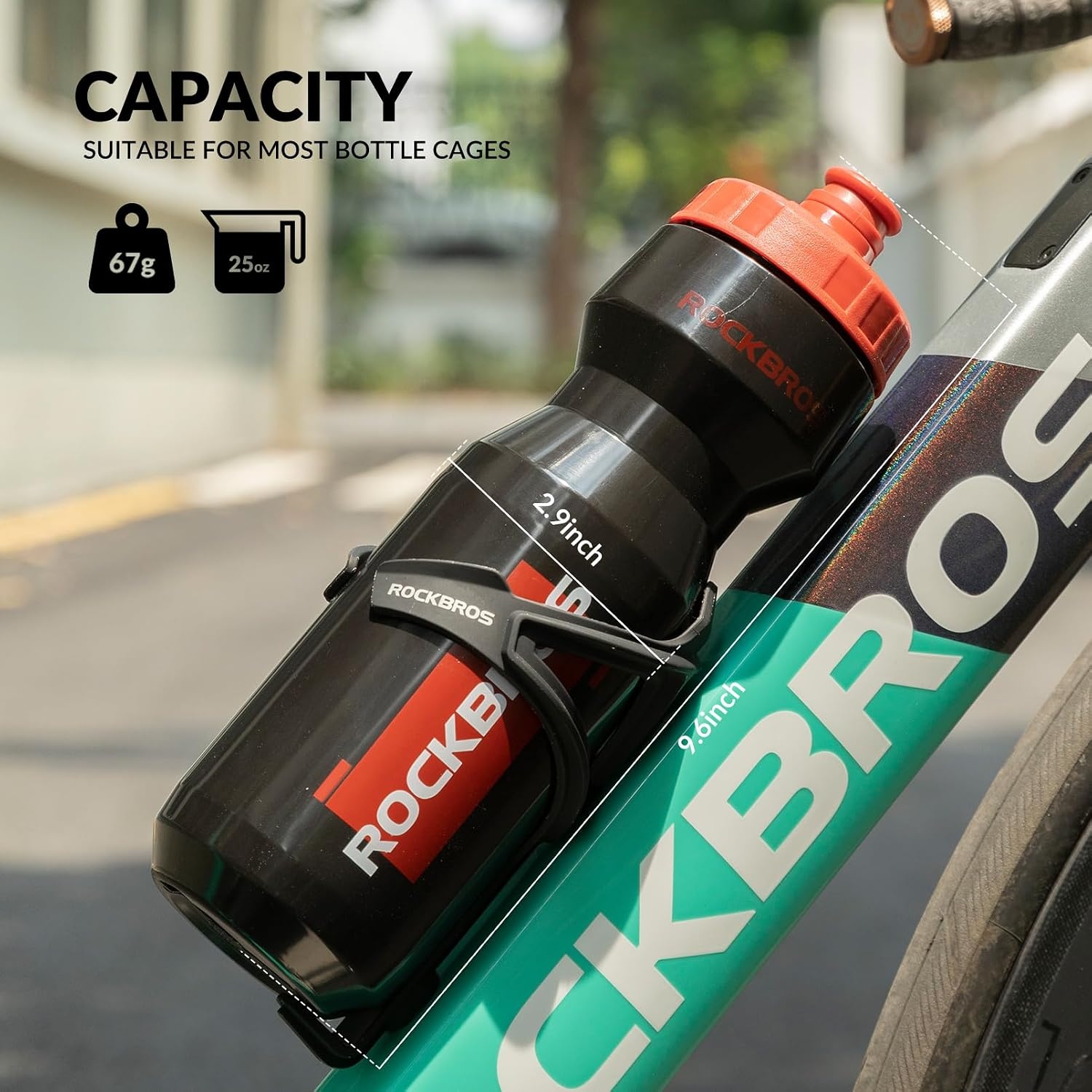 image:imageROCKBROS Bike Water Bottle 2025oz Squeeze Cycling Water Bottle BPA Free for Bicycle Running Hiking Gym amp Outdoor Activities25oz Black Red