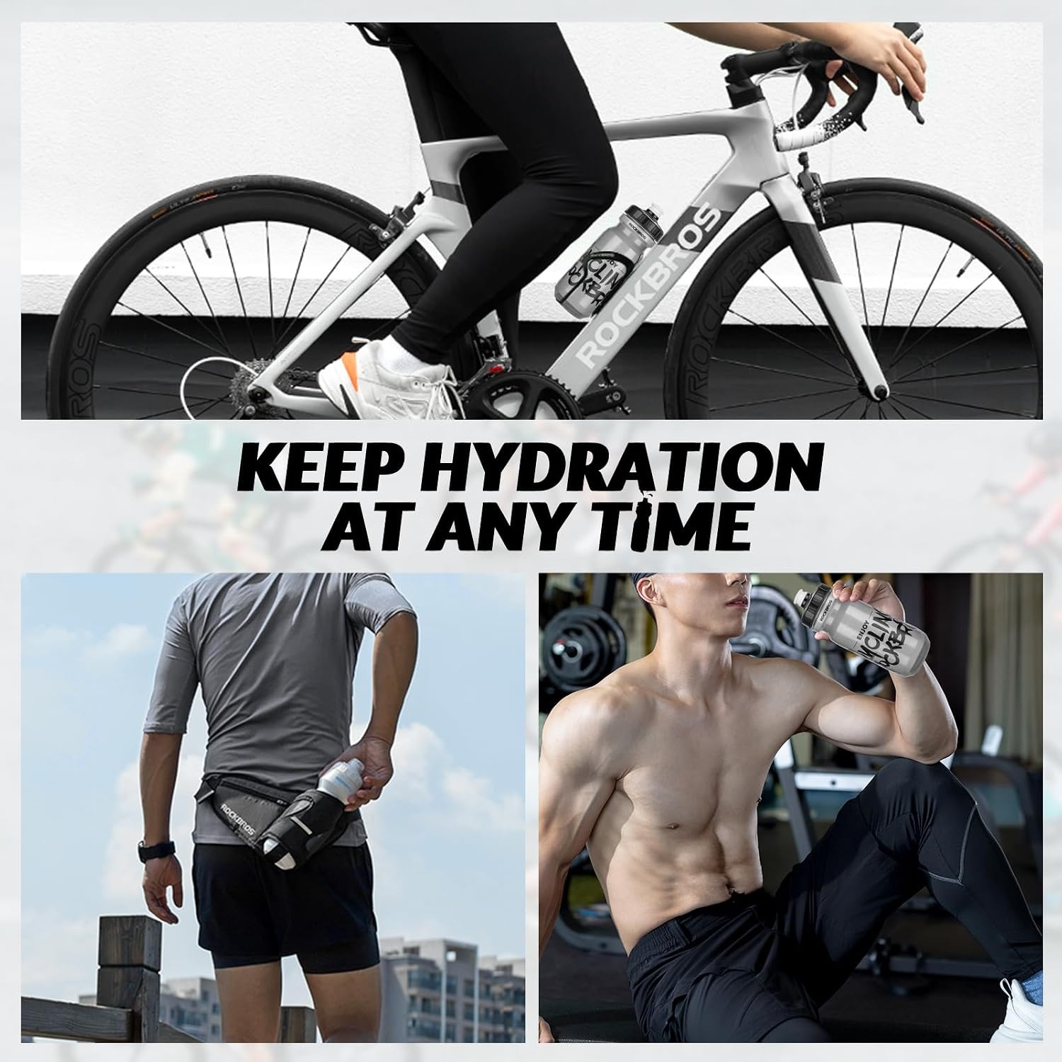 image:imageROCKBROS Bike Water Bottle 2025oz Squeeze Cycling Water Bottle BPA Free for Bicycle Running Hiking Gym amp Outdoor Activities25oz Black Transparent