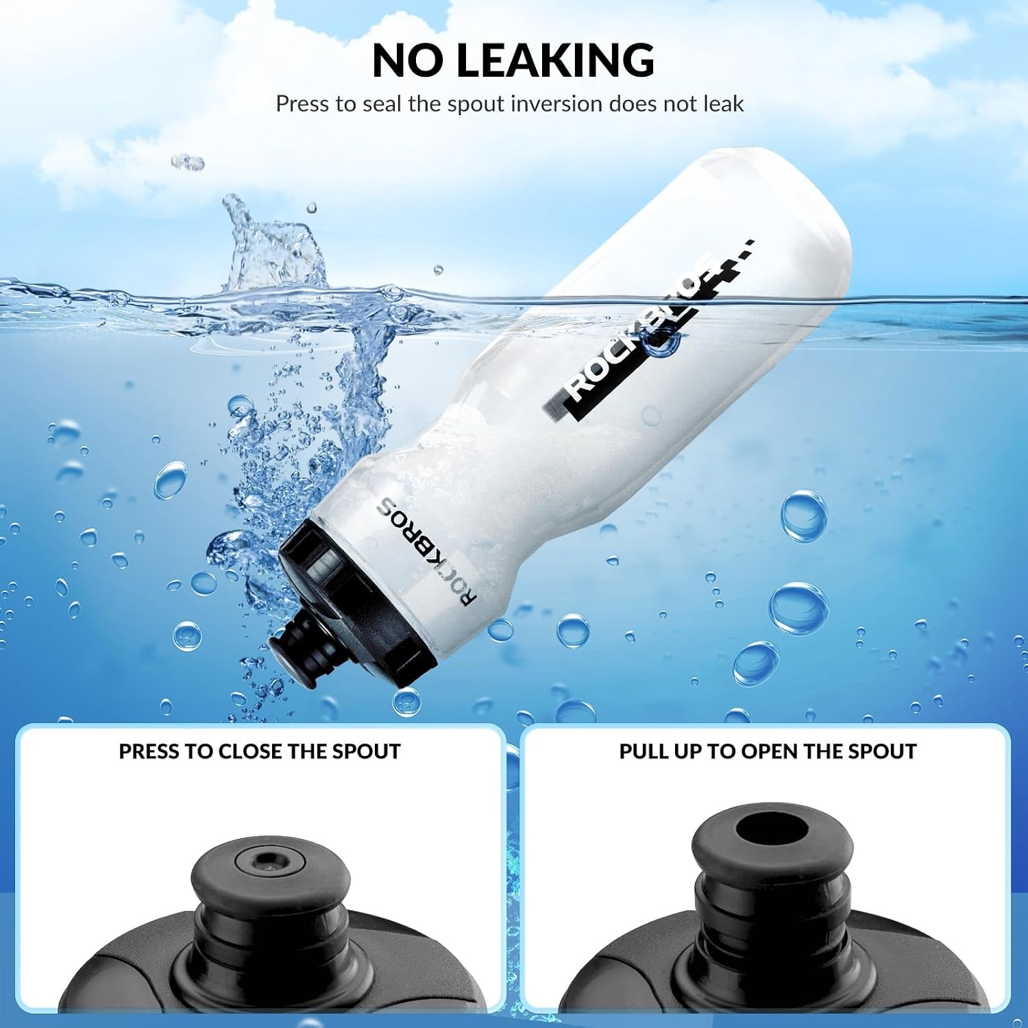 image:imageROCKBROS Bike Water Bottle 2025oz Squeeze Cycling Water Bottle BPA Free for Bicycle Running Hiking Gym amp Outdoor Activities25oz Black Transparent