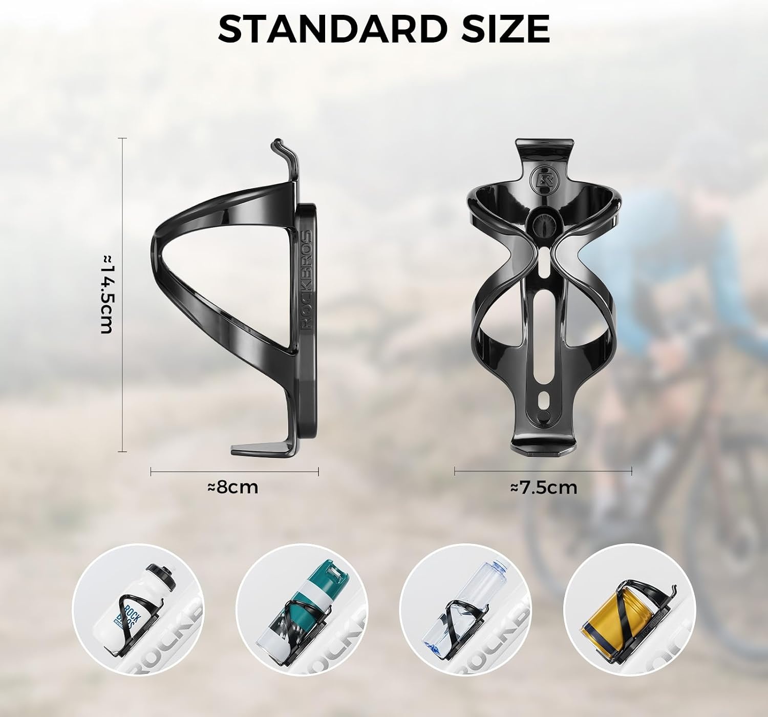 image:imageROCKBROS Bike Water Bottle Holder UltraLight Bicycle Bottle Cages with Screws Tool Universal Bike Cup Holder Rack for Road MTB BikesGrey