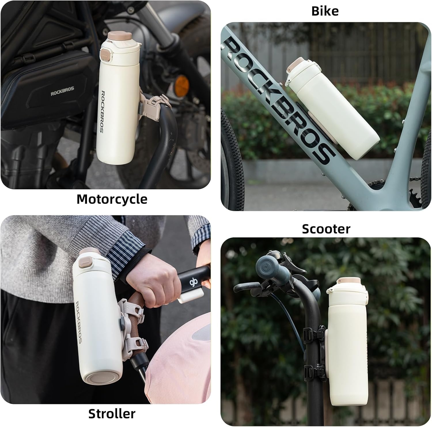 image:imageROCKBROS Bike Water Bottle Insulated Stainless Steel 186oz 550ml Cycling Water Bottle with Straw 2in1 Magnetic Mount for MTB Road Bike Motorcycle Wheelchair