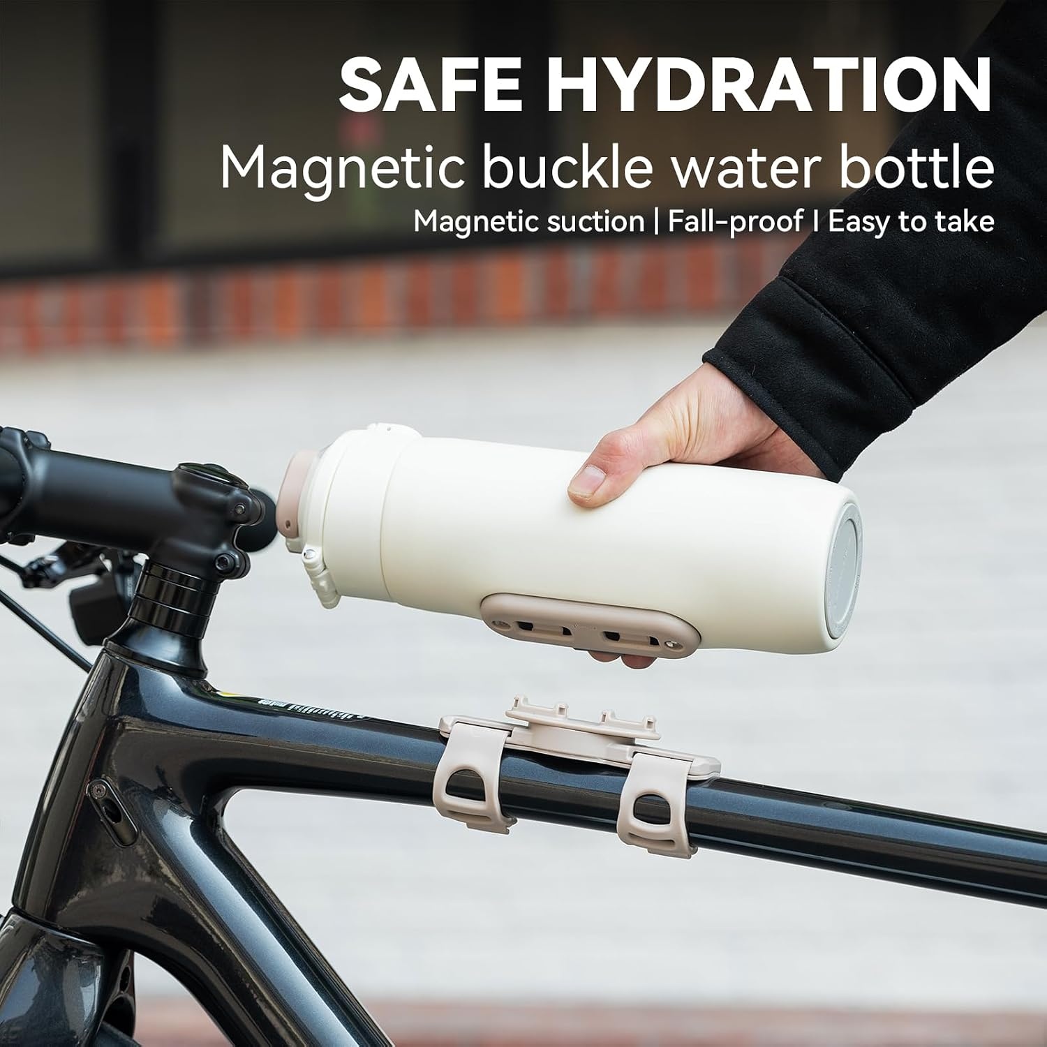 image:imageROCKBROS Bike Water Bottle Insulated Stainless Steel 186oz 550ml Cycling Water Bottle with Straw 2in1 Magnetic Mount for MTB Road Bike Motorcycle Wheelchair