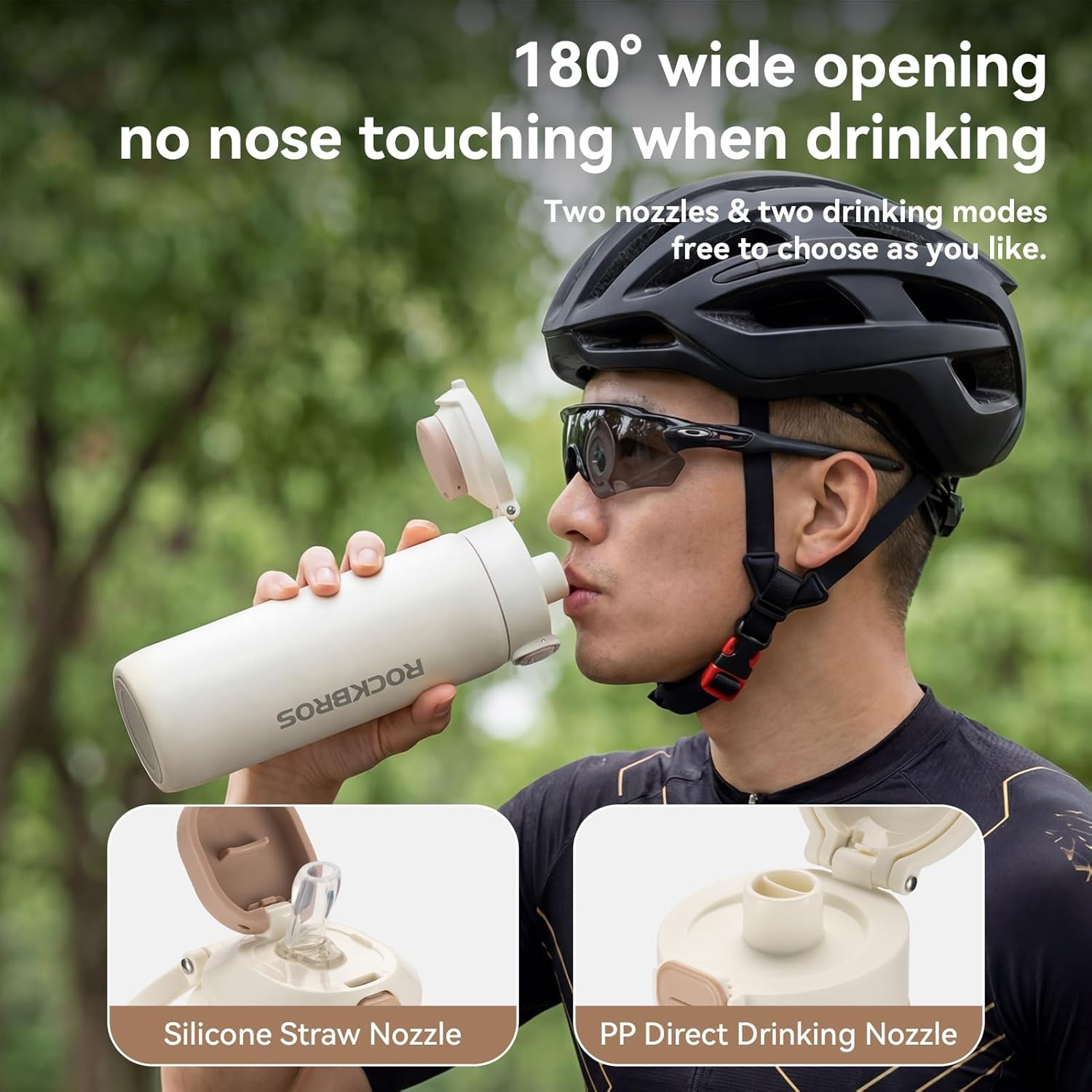image:imageROCKBROS Bike Water Bottle Insulated Stainless Steel 186oz 550ml Cycling Water Bottle with Straw 2in1 Magnetic Mount for MTB Road Bike Motorcycle Wheelchair