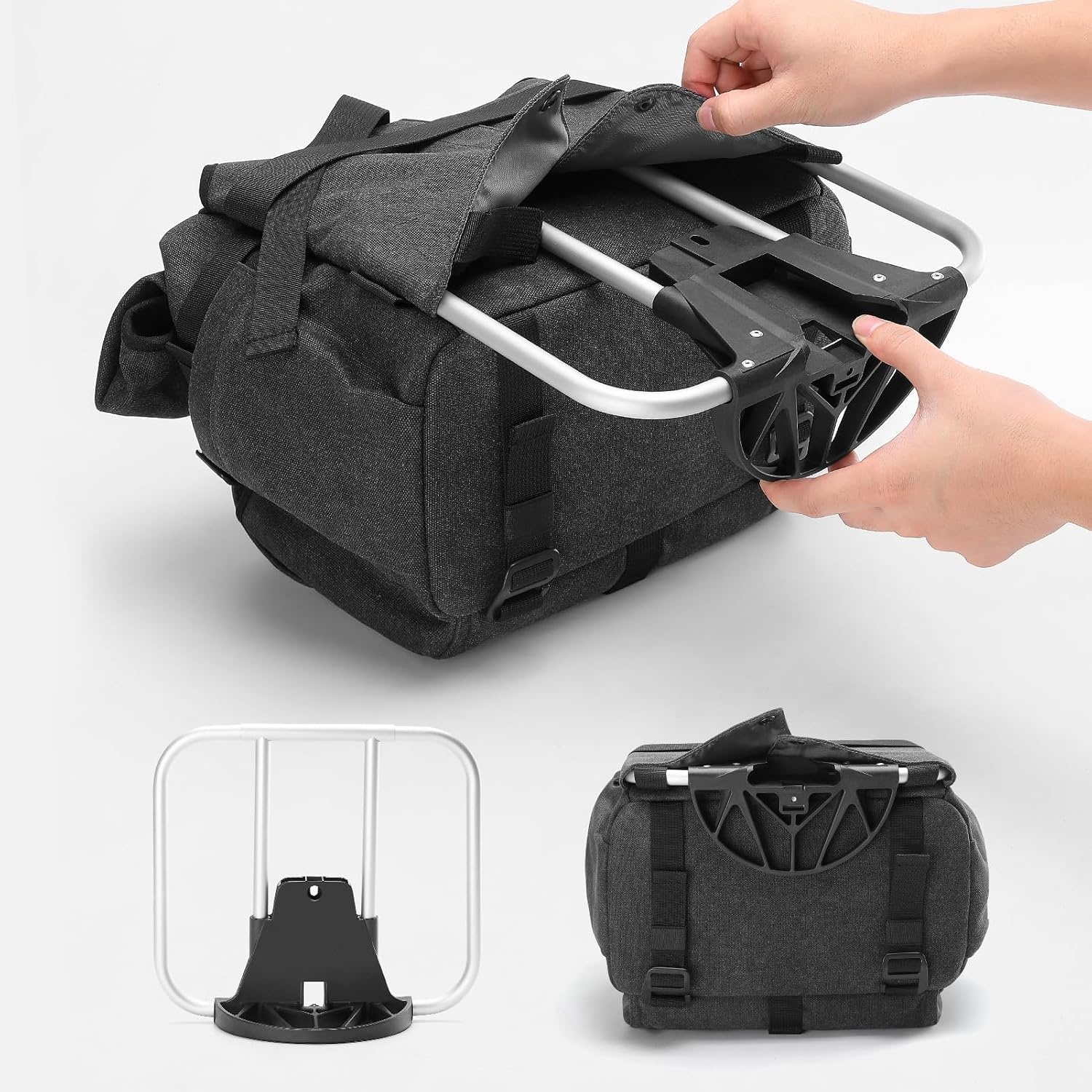 image:imageROCKBROS Brompton Handlebar Bag 9L15L Adjustable Capacity Bag for Brompton Folding BikeMultifunctional RollTop QuickRelease Fit for CommutingBlack