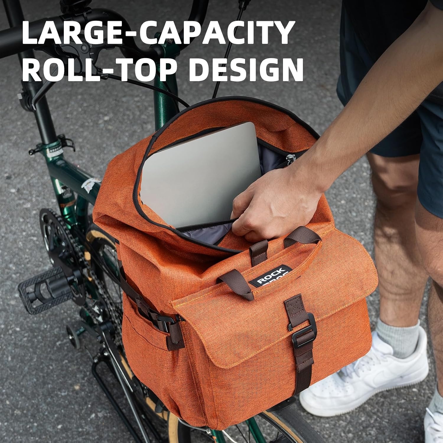image:imageROCKBROS Brompton Handlebar Bag 9L15L Adjustable Capacity Bag for Brompton Folding BikeMultifunctional RollTop QuickRelease Fit for CommutingBlack