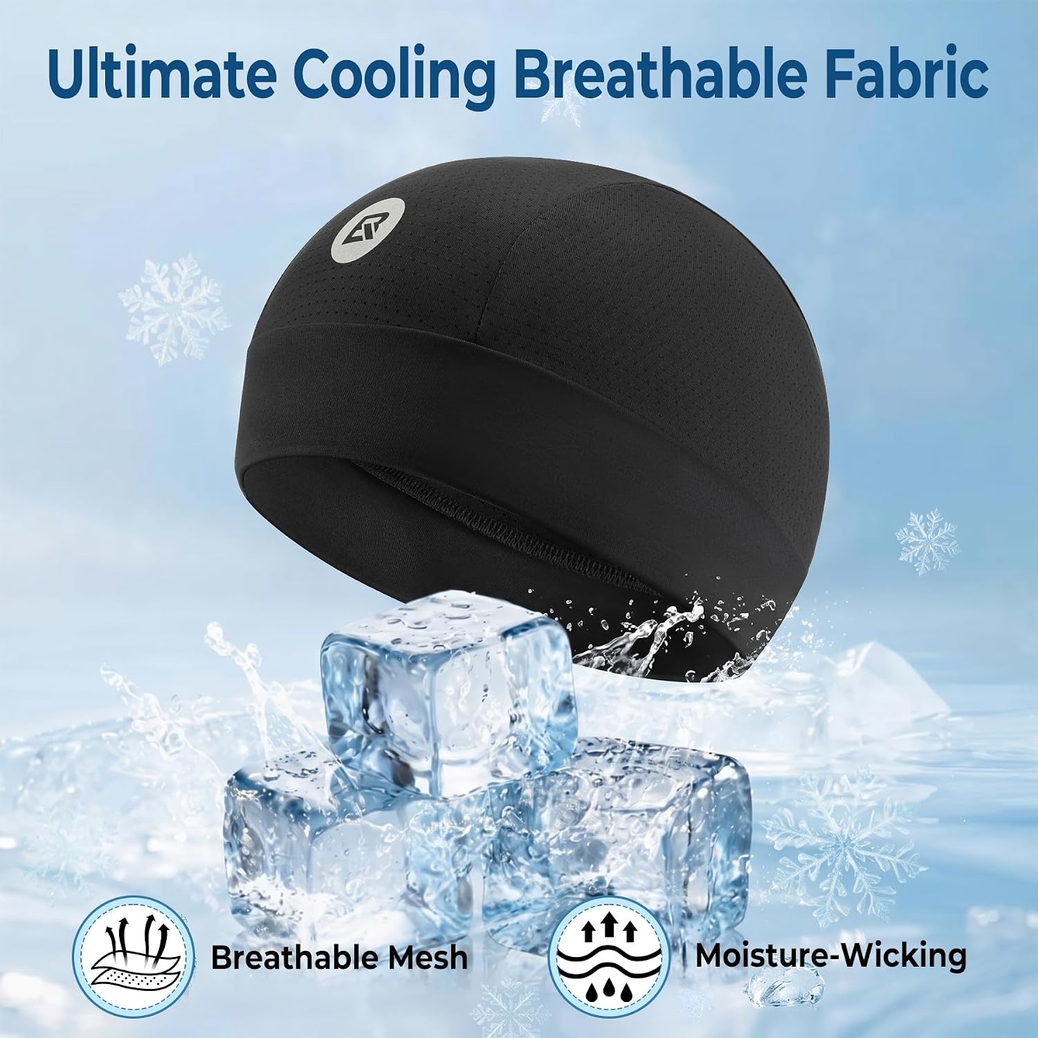image:imageROCKBROS Cooling Skull Caps for Men WomenHard Hat Liner Helmet Liner Cycling Cap Motorcycle Sweat Wicking Head Wrap 2 PacksBlack 2 Packs