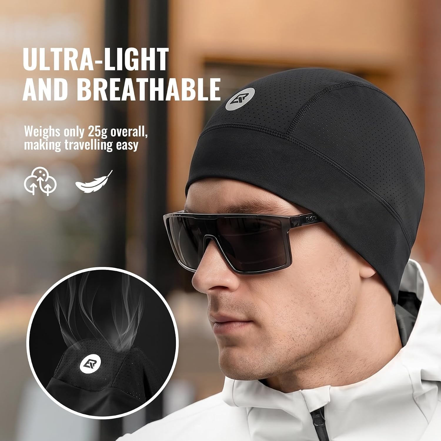 image:imageROCKBROS Cooling Skull Caps for Men WomenHard Hat Liner Helmet Liner Cycling Cap Motorcycle Sweat Wicking Head Wrap 2 PacksHemp Gray 2packs