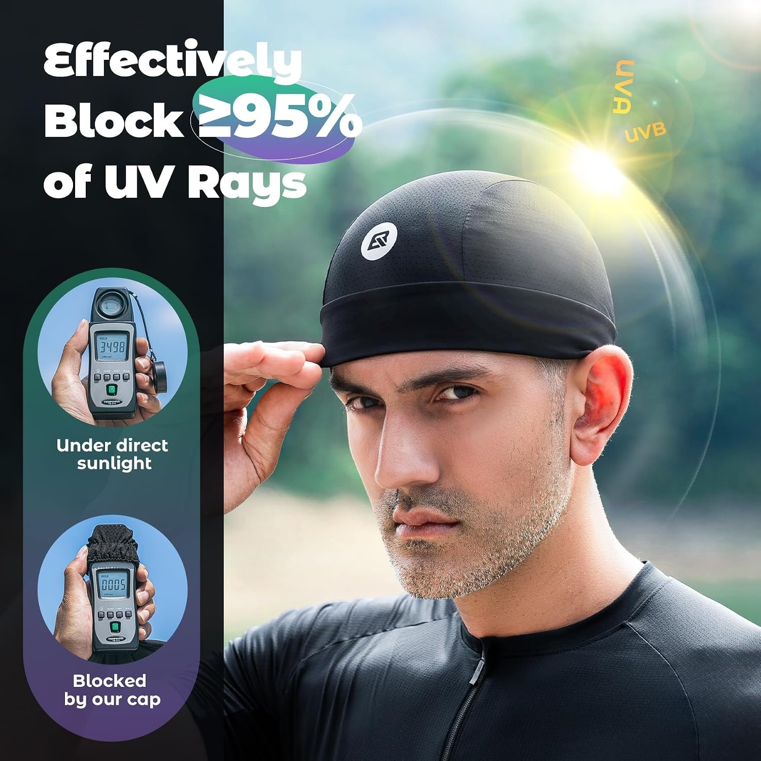 image:imageROCKBROS Cooling Skull Caps for Men WomenHard Hat Liner Helmet Liner Cycling Cap Motorcycle Sweat Wicking Head Wrap 2 PacksHemp Gray 2packs