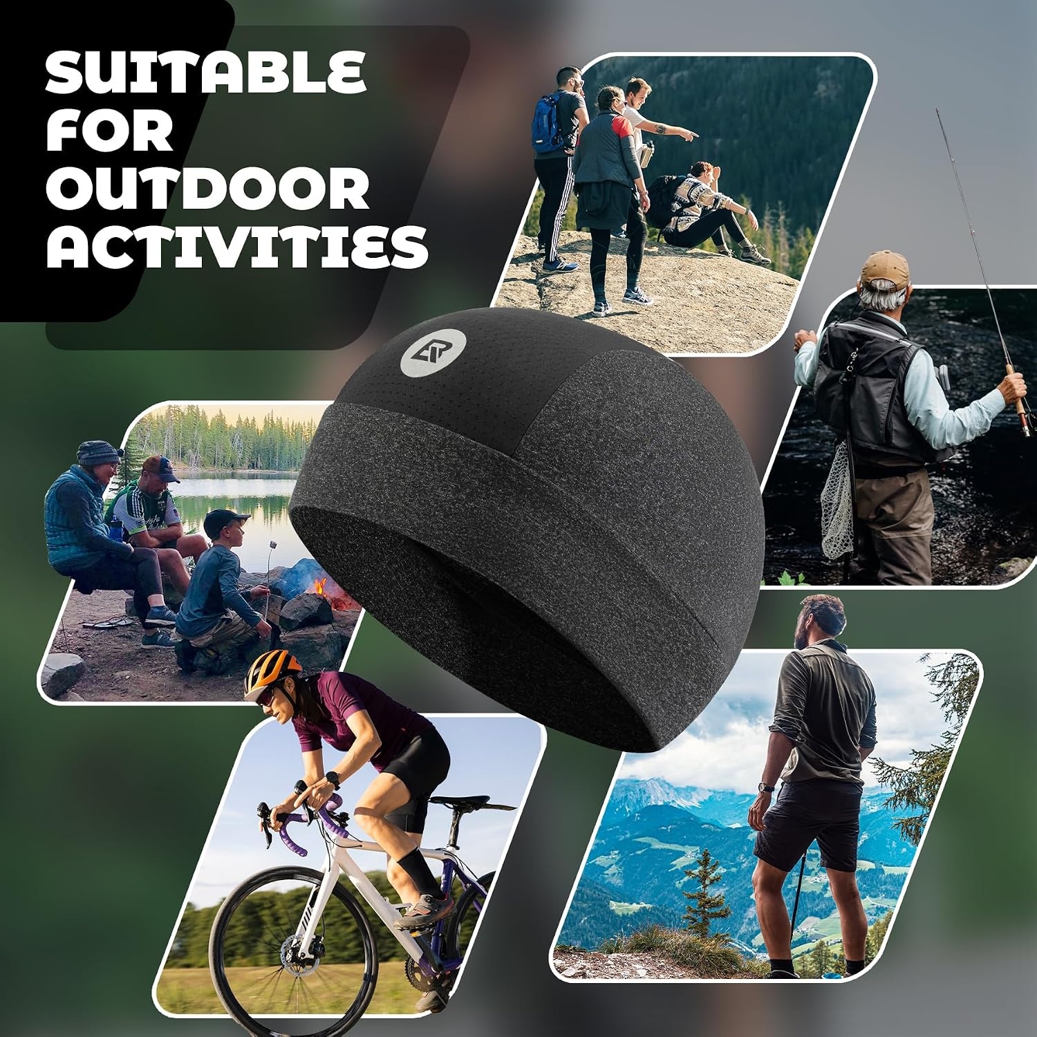 image:imageROCKBROS Cooling Skull Caps for Men WomenHard Hat Liner Helmet Liner Cycling Cap Motorcycle Sweat Wicking Head Wrap 2 PacksHemp Gray 2packs