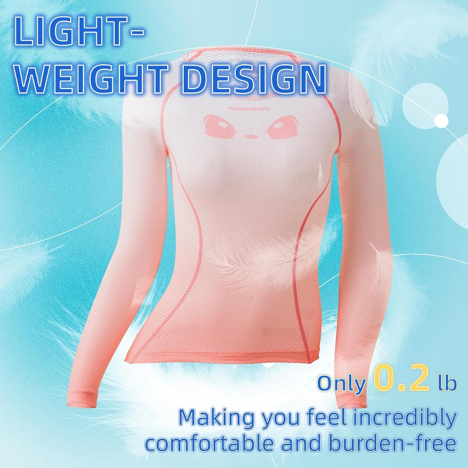 image:imageROCKBROS Cycling Base Layer Women Quick Dry Long Sleeve Cycling Jersey Compression Mesh Undershirt Breathable Biker Shirts Pink XLargeXXLarge