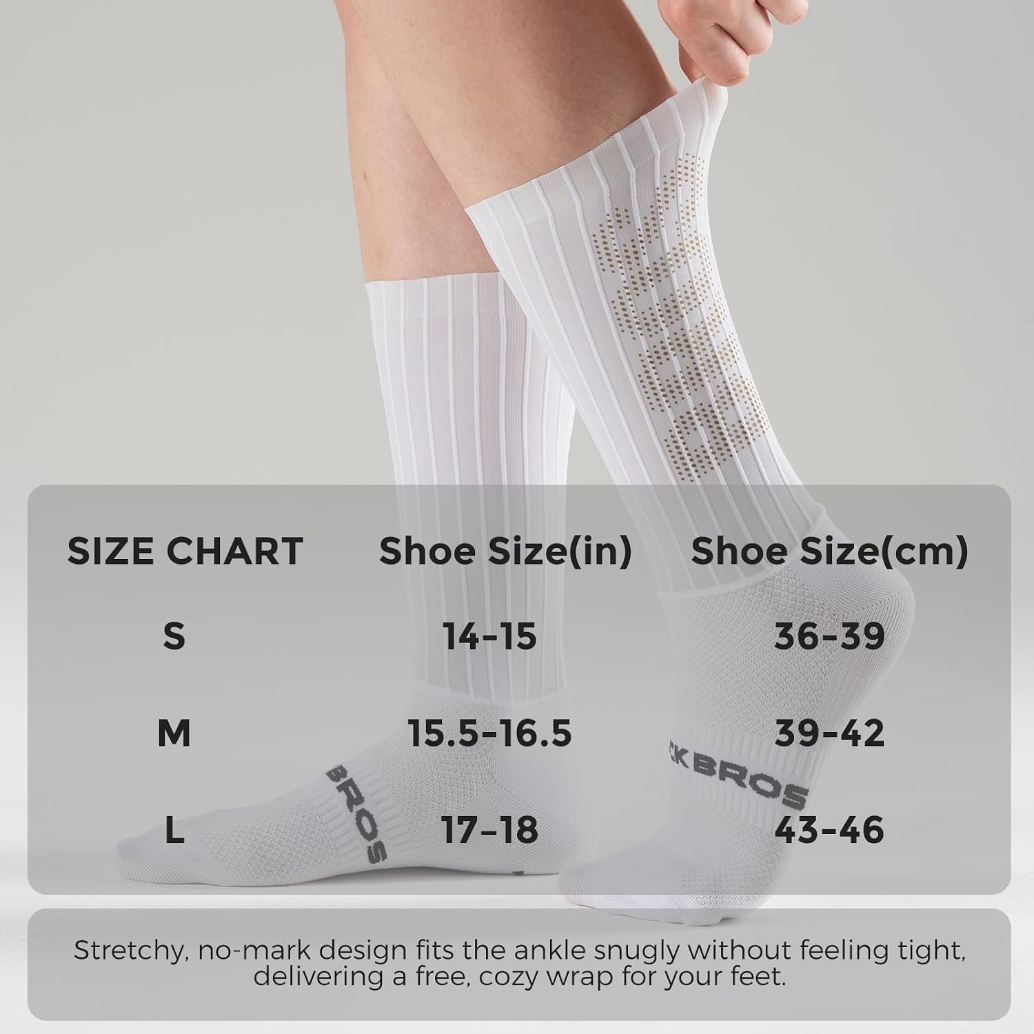 image:imageROCKBROS Cycling Compression SocksCrew LengthNonSlipBreathableampWickingRoadBike Sports and Running for Men Women3PacksWhite Stripes3 Pairs
