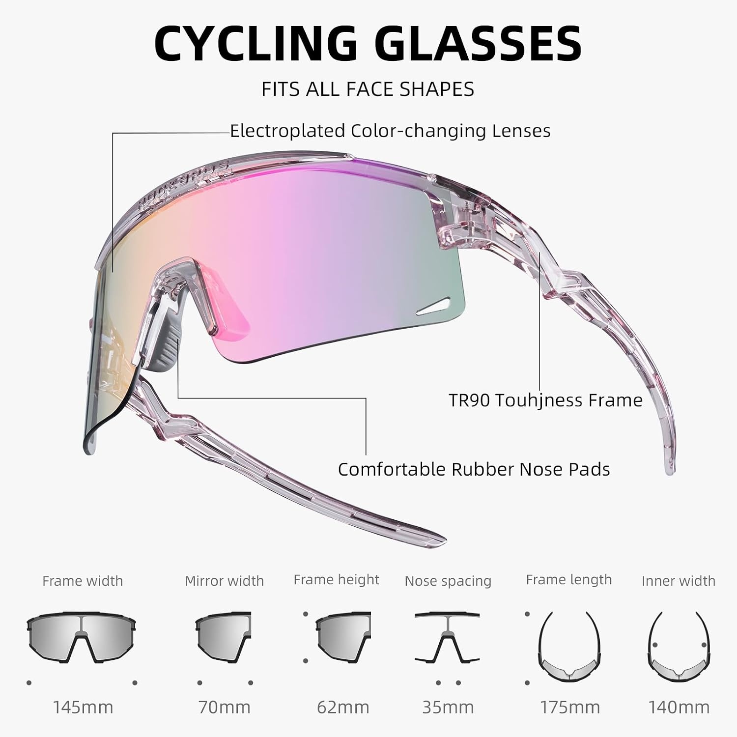 image:imageROCKBROS Cycling Glasses Colourchanging UV Protection Against Wind and Sand Sports Glasses for Men Women Cycling GogglesPurple
