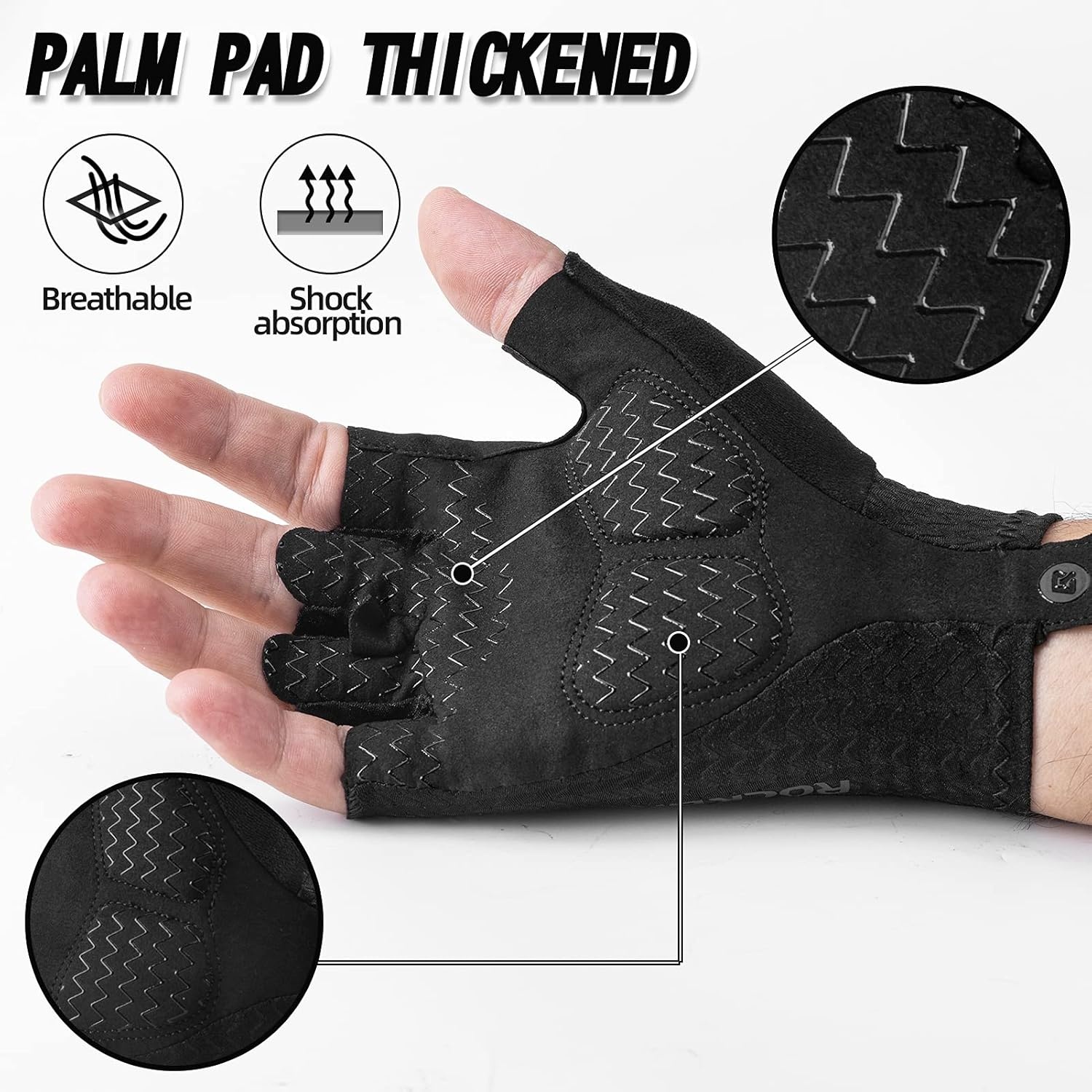 image:imageROCKBROS Cycling Gloves Half Finger MTB amp Road Biking Gloves for Men amp Women Absorbing Gel Pad AntiSlip BreathableUS LAsian XL