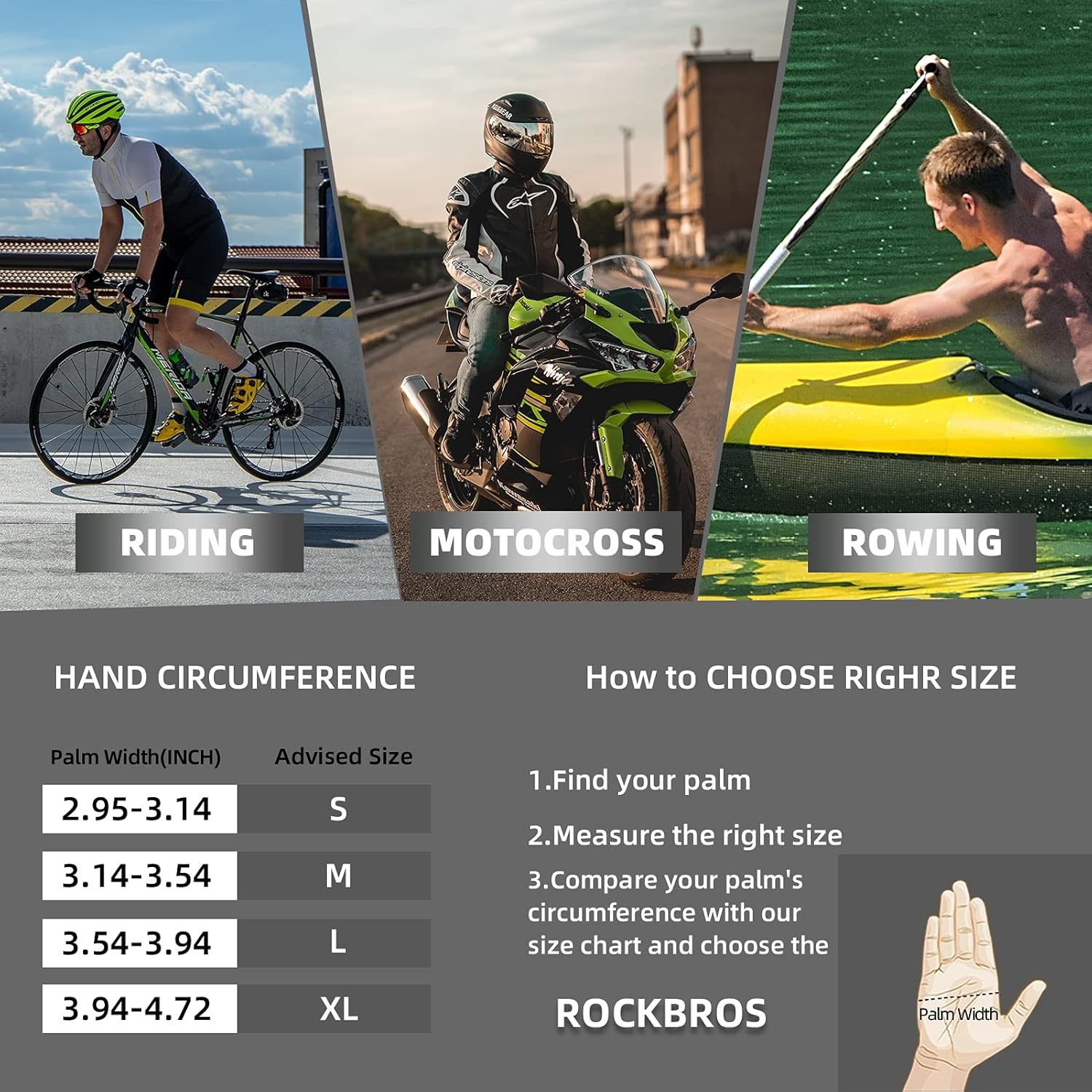 image:imageROCKBROS Cycling Gloves Half Finger MTB amp Road Biking Gloves for Men amp Women Absorbing Gel Pad AntiSlip BreathableUS MAsian L