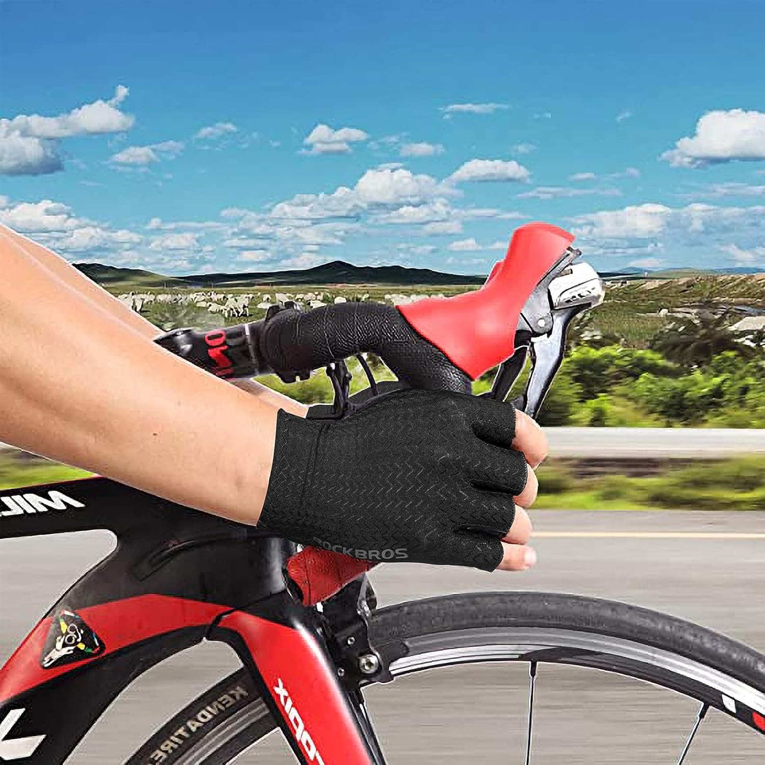 image:imageROCKBROS Cycling Gloves Half Finger MTB amp Road Biking Gloves for Men amp Women Absorbing Gel Pad AntiSlip BreathableUS XLAsian 2XL