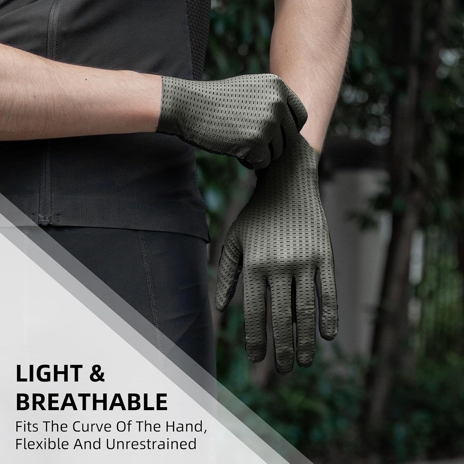 image:imageROCKBROS Cycling Gloves Mountain Bike Gloves Full Finger Cycling Gloves AntiSlip Bicycle Gloves for Men Women Cycling Sportsgreen