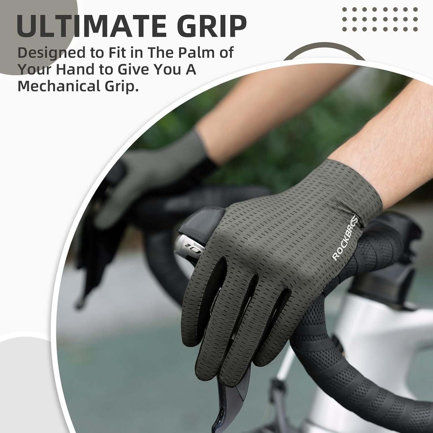 image:imageROCKBROS Cycling Gloves Mountain Bike Gloves Full Finger Cycling Gloves AntiSlip Bicycle Gloves for Men Women Cycling Sportsgreen