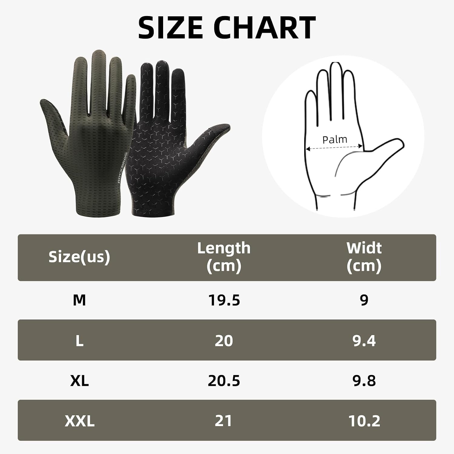image:imageROCKBROS Cycling Gloves Mountain Bike Gloves Full Finger Cycling Gloves AntiSlip Bicycle Gloves for Men Women Cycling Sportsgreen