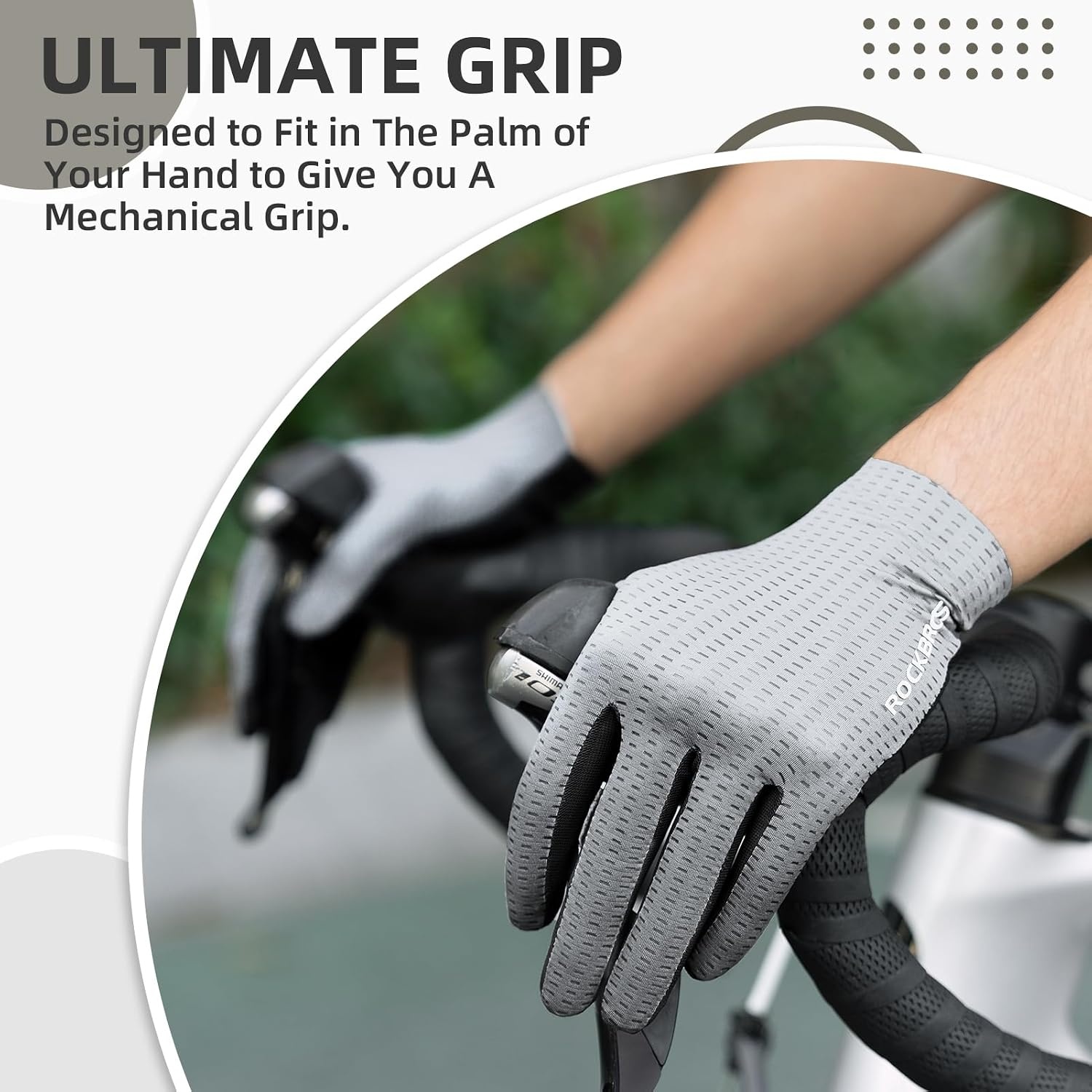 image:imageROCKBROS Cycling Gloves Mountain Bike Gloves Full Finger Cycling Gloves AntiSlip Bicycle Gloves for Men Women Cycling Sportsgrey